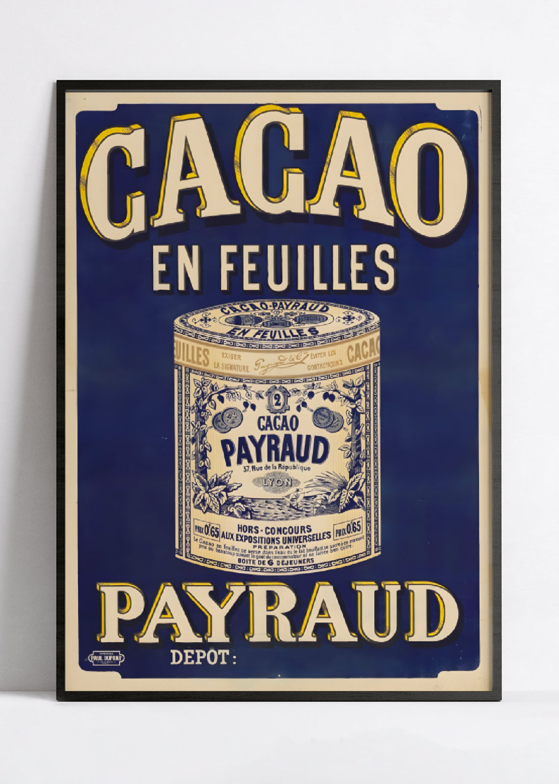 Affiche cuisine vintage "Cacao Payraud" - Haute Définition - papier mat 230gr/m²