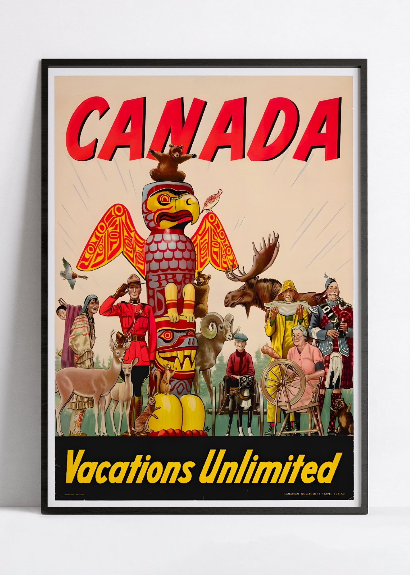 Affiche voyage vintage "Canada - Vacation unlimited" - Haute Définition - papier mat 230gr/m²