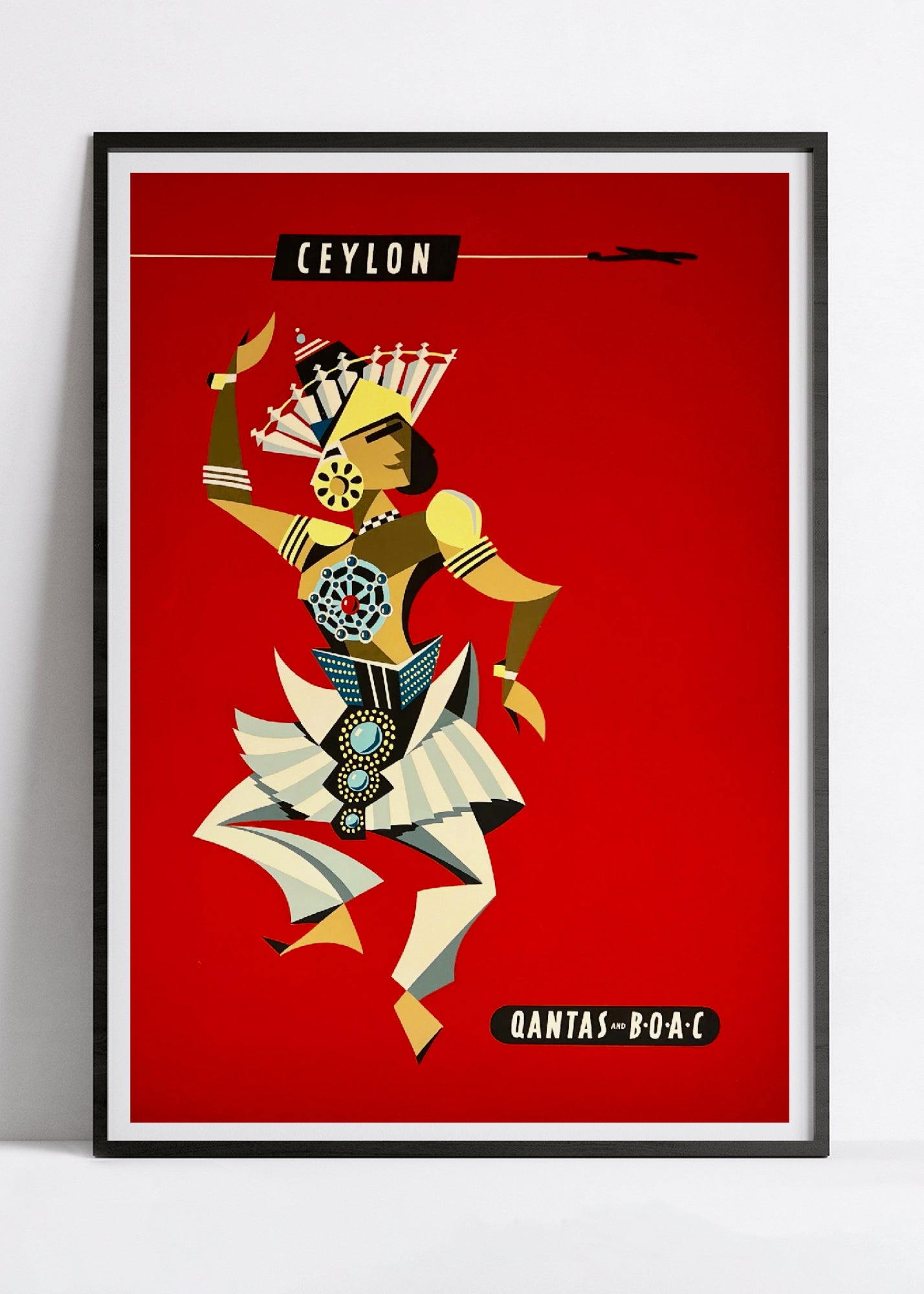 Affiche voyage vintage "Ceylon" - Qantas - Haute Définition - papier mat 230gr/m²