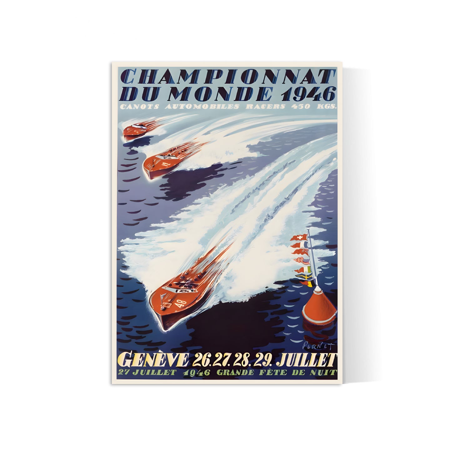 Affiche bateau vintage "Championnats du monde 1946"- Haute Définition - papier mat 230gr/m²