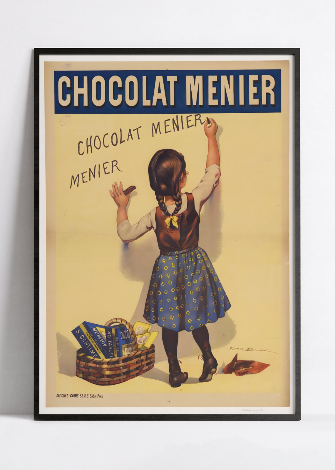 Affiche cuisine vintage "Chocolat Menier - petite fille de dos" - Firmin Bouisset - Haute Définition - papier mat 230gr/m²