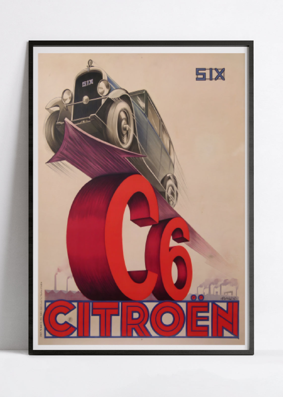 Affiche publicitaire vintage "C6 Citroën" - Pierre Louys - Haute Définition - papier mat 230gr/m²