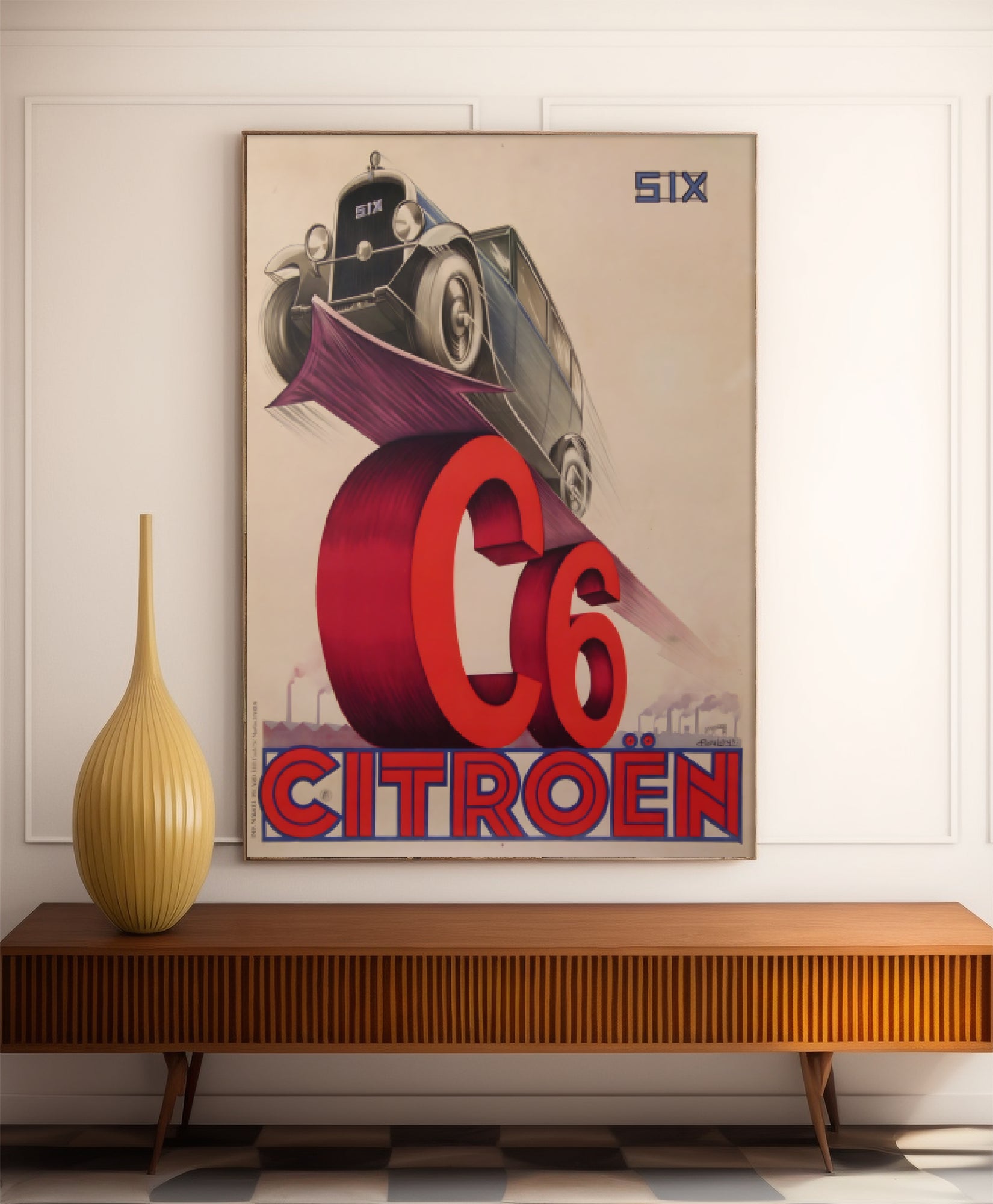 Affiche publicitaire vintage "C6 Citroën" - Pierre Louys - Haute Définition - papier mat 230gr/m²