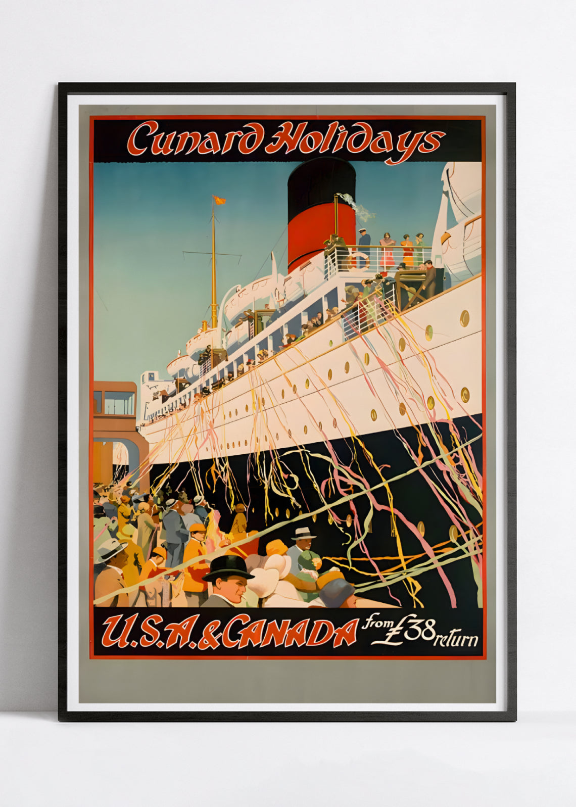 Affiche bateau vintage "Cunard Holydays" - Haute Définition - papier mat 230gr/m²