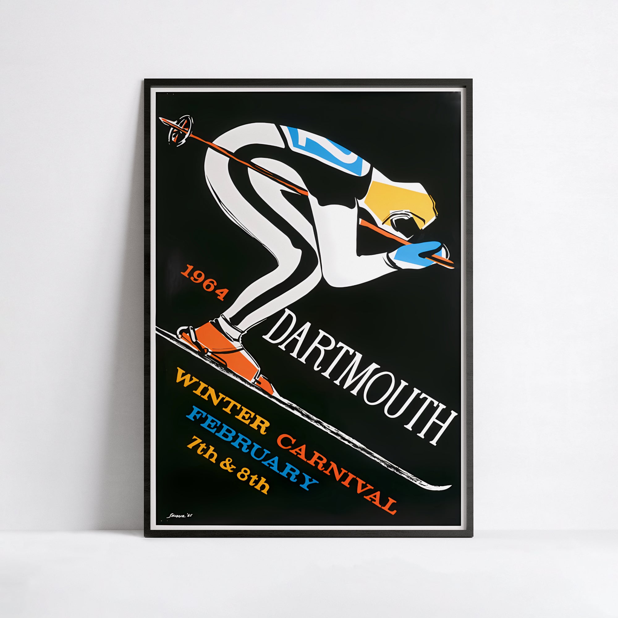 Affiche ski vintage "Dartmouth Carnaval 1964" - Haute Définition - papier mat 230gr/m²