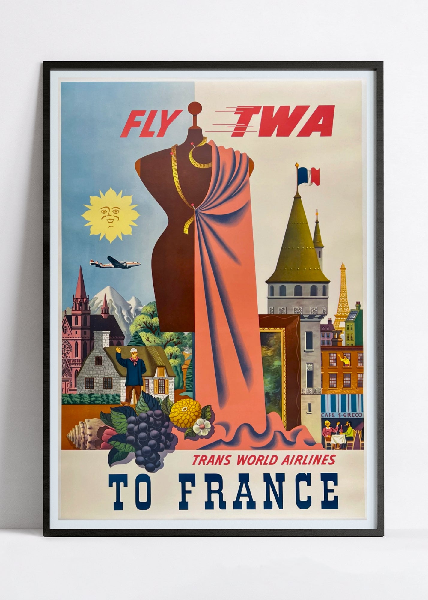 Affiche voyage vintage "France" - TWA - Haute Définition - papier mat 230gr/m²