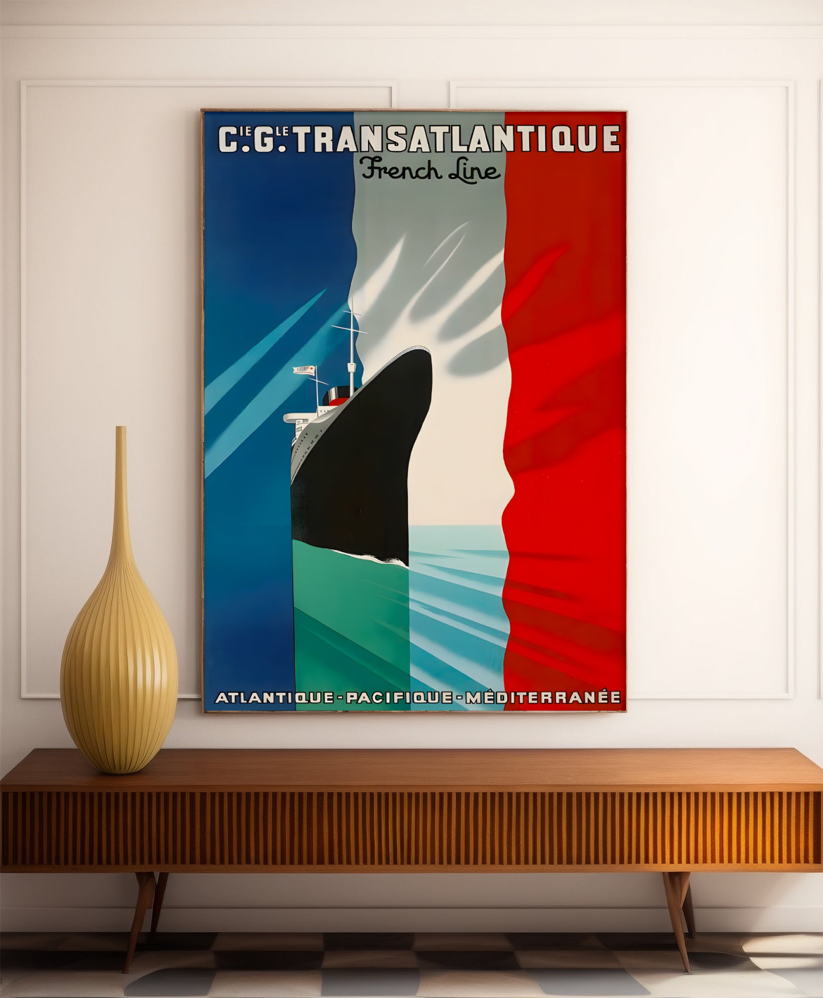 Affiche bateau vintage "French Line"  - Haute Définition - papier mat 230gr/m²