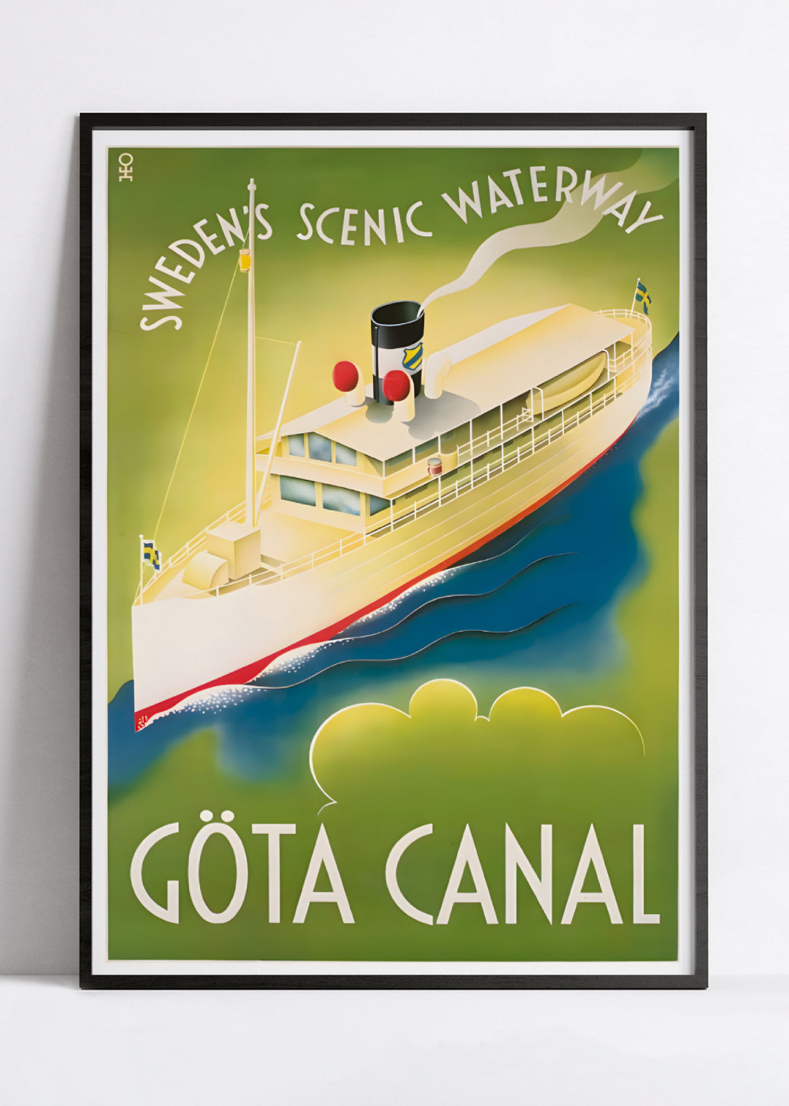 Affiche bateau vintage "Göta Canal"  - Haute Définition - papier mat 230gr/m²