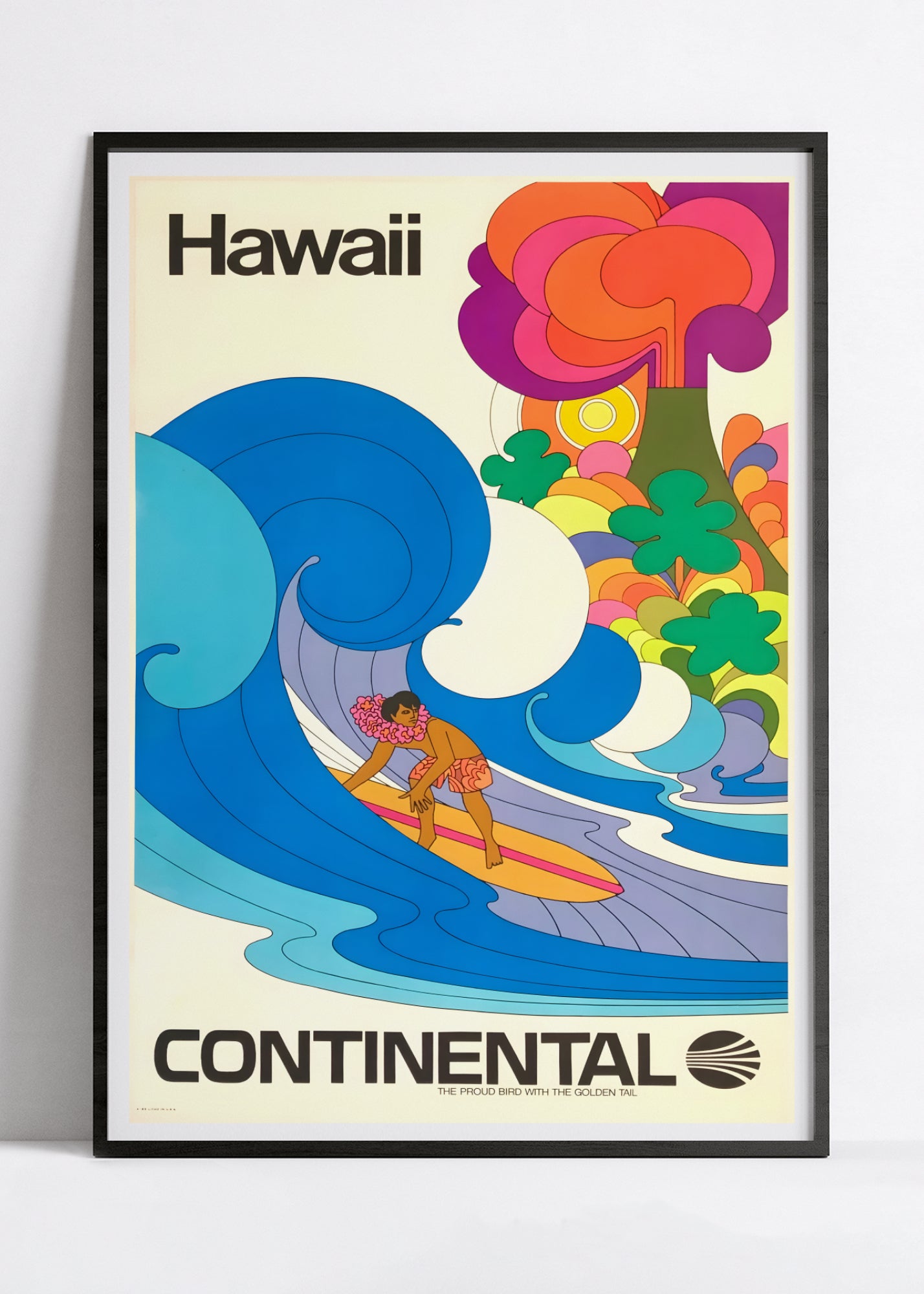 Affiche voyage vintage "Hawaii" - Continental - Haute Définition - papier mat 230gr/m²