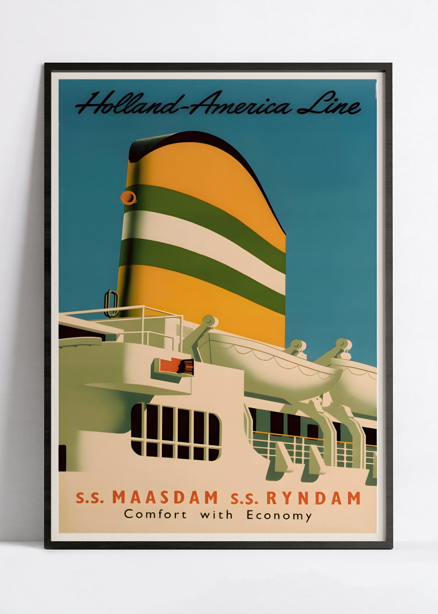 Affiche bateau vintage "Holland America Line"  - Haute Définition - papier mat 230gr/m²
