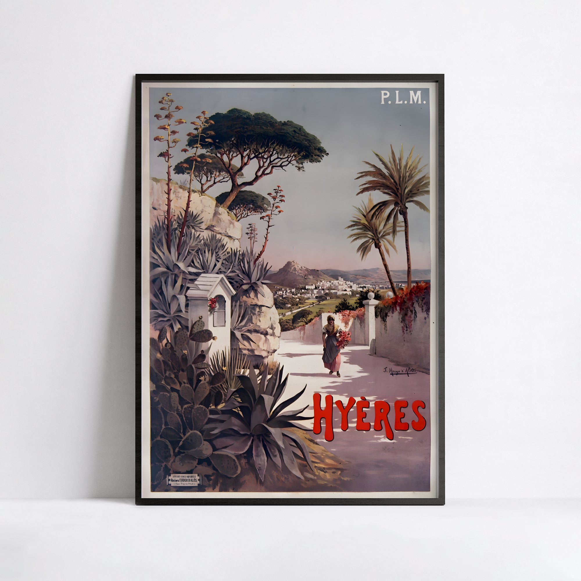 Affiche ville vintage "Hyères" - Hugo D'Alesi - Haute Définition - papier mat 230gr/m²