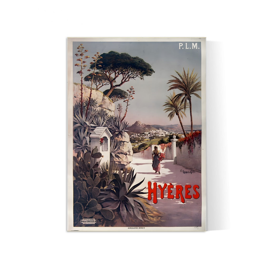 Affiche ville vintage "Hyères" - Hugo D'Alesi - Haute Définition - papier mat 230gr/m²