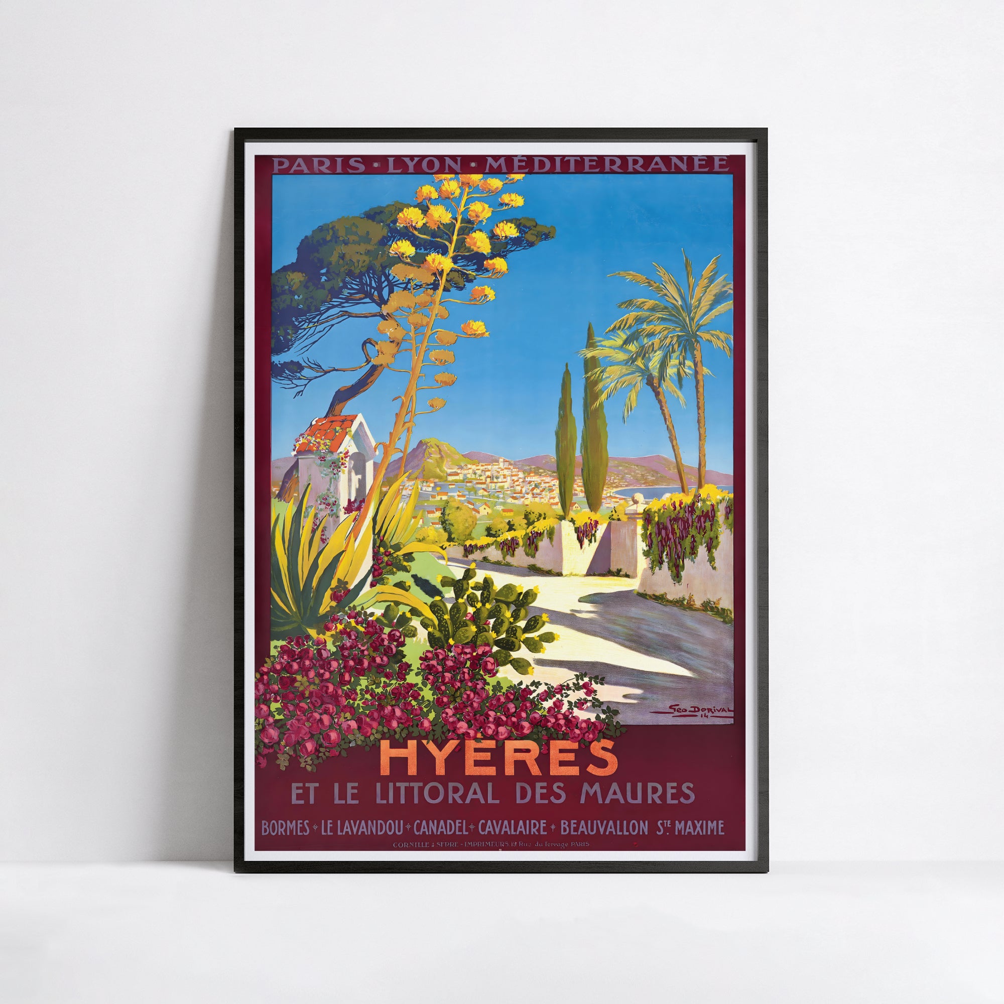 Affiche ville vintage "Hyères" - Geo Dorival - Haute Définition - papier mat 230gr/m²
