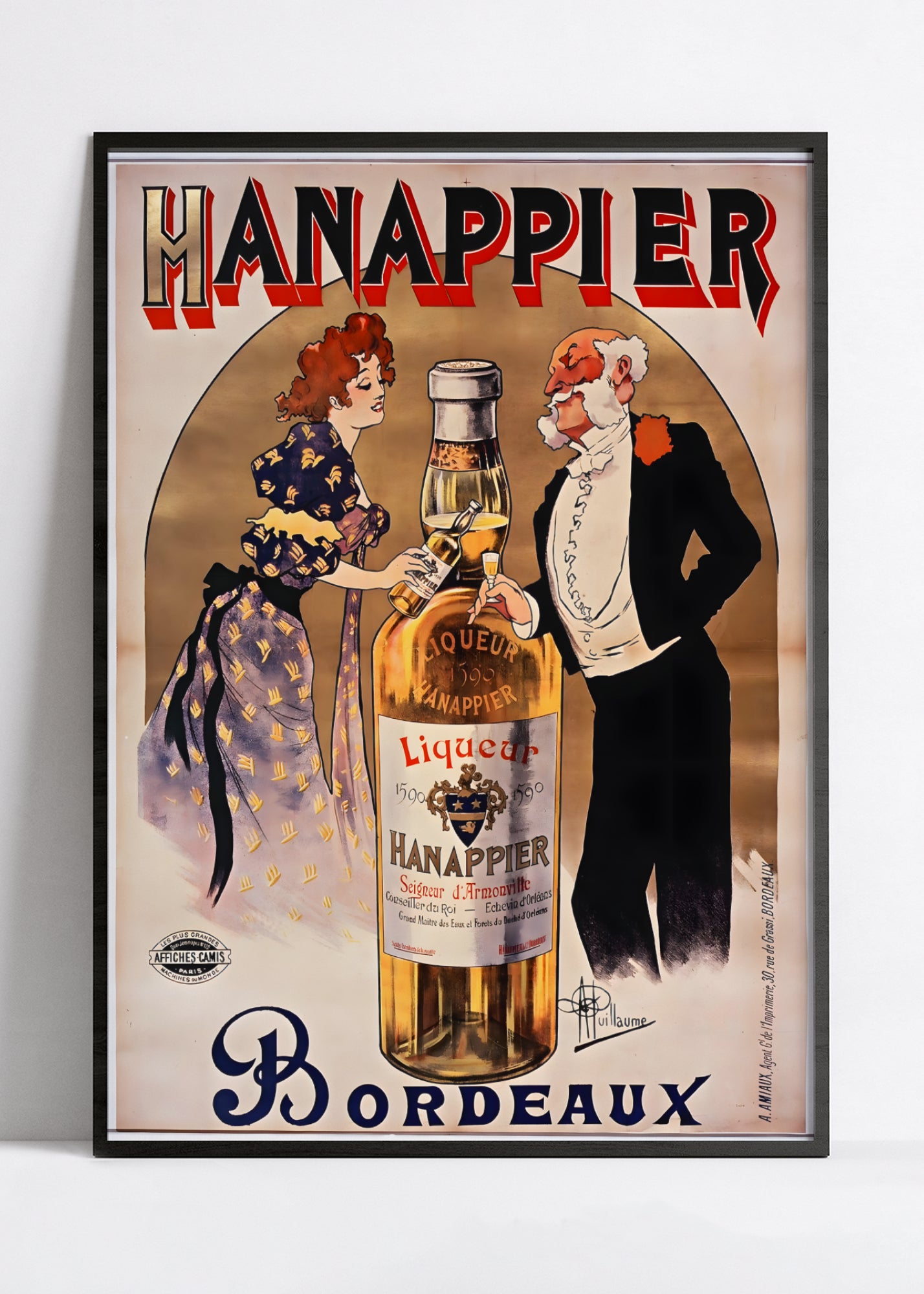 Affiche alcool vintage "Liqueur Hannappier" - Art Nouveau -Haute Définition - papier mat 230gr/m2