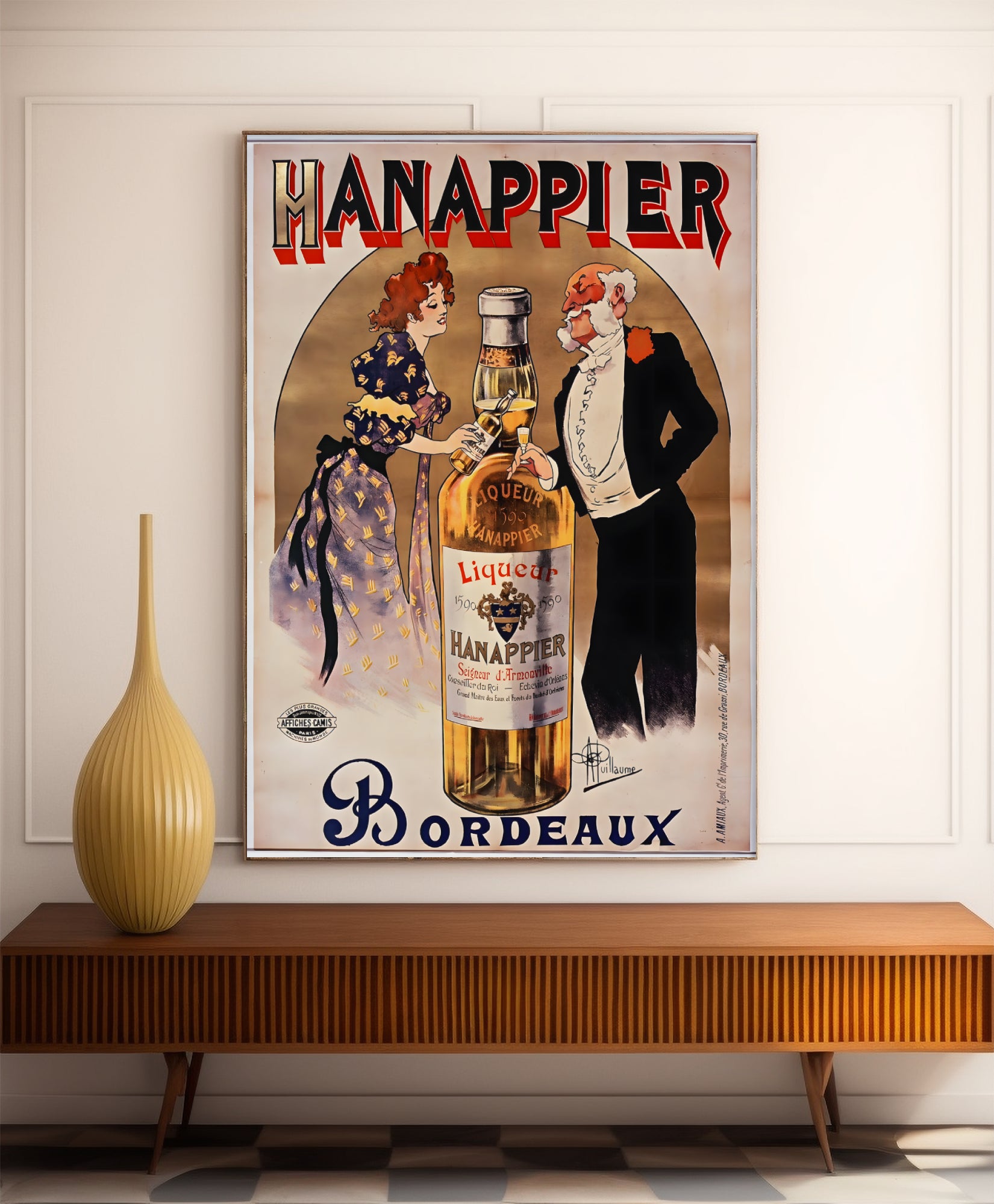 Affiche alcool vintage "Liqueur Hannappier" - Art Nouveau -Haute Définition - papier mat 230gr/m2