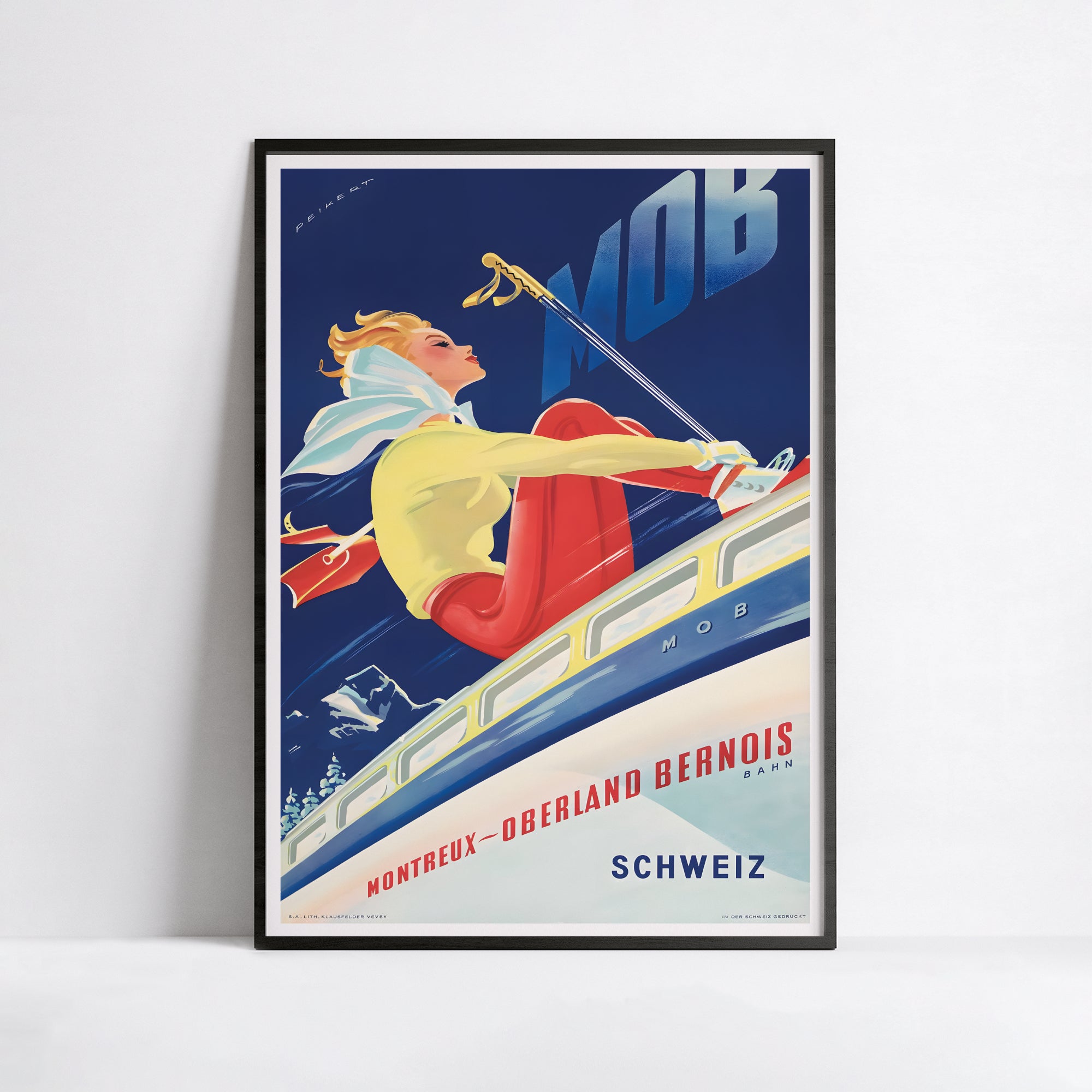 Affiche ski vintage "MOB" -  Haute Définition - papier mat 230gr/m²