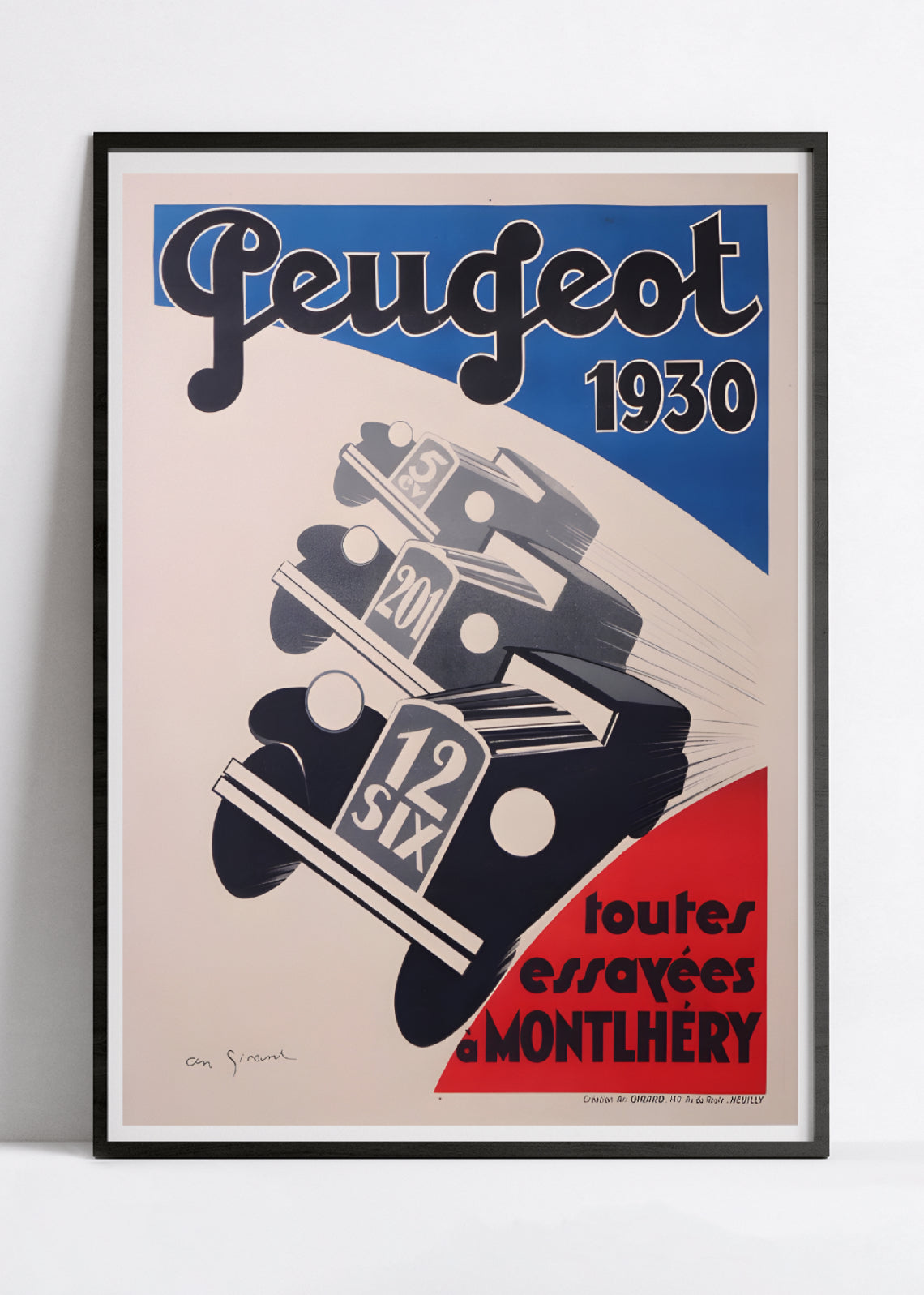 Affiche voiture vintage "Peugeot 1930" - GIR - Haute Définition - papier mat 230gr/m²