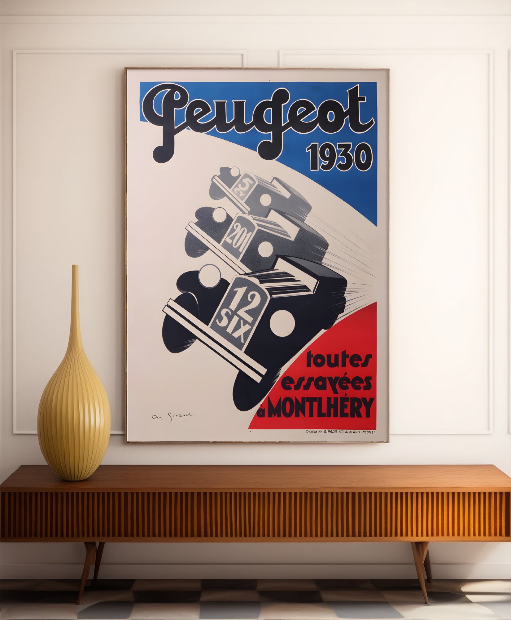 Affiche voiture vintage "Peugeot 1930" - GIR - Haute Définition - papier mat 230gr/m²