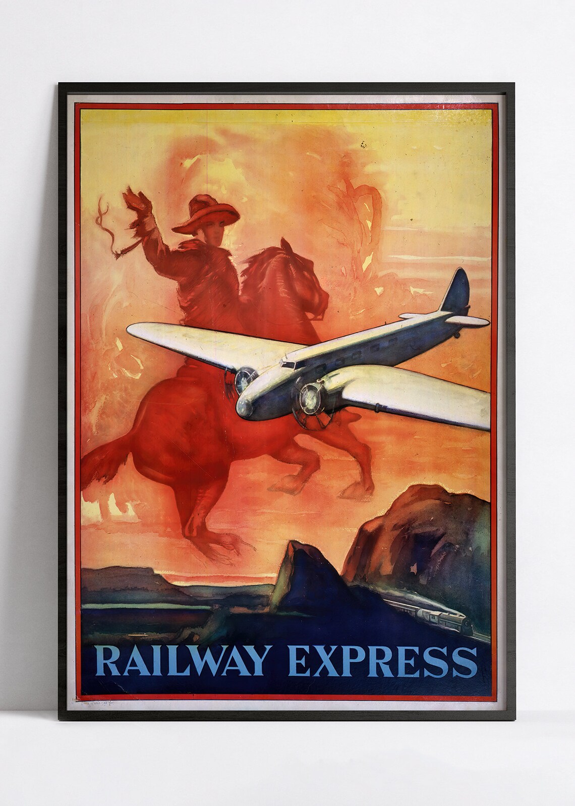 Affiche aviation vintage "Railway Express"- Haute Définition - papier mat 230gr/m2