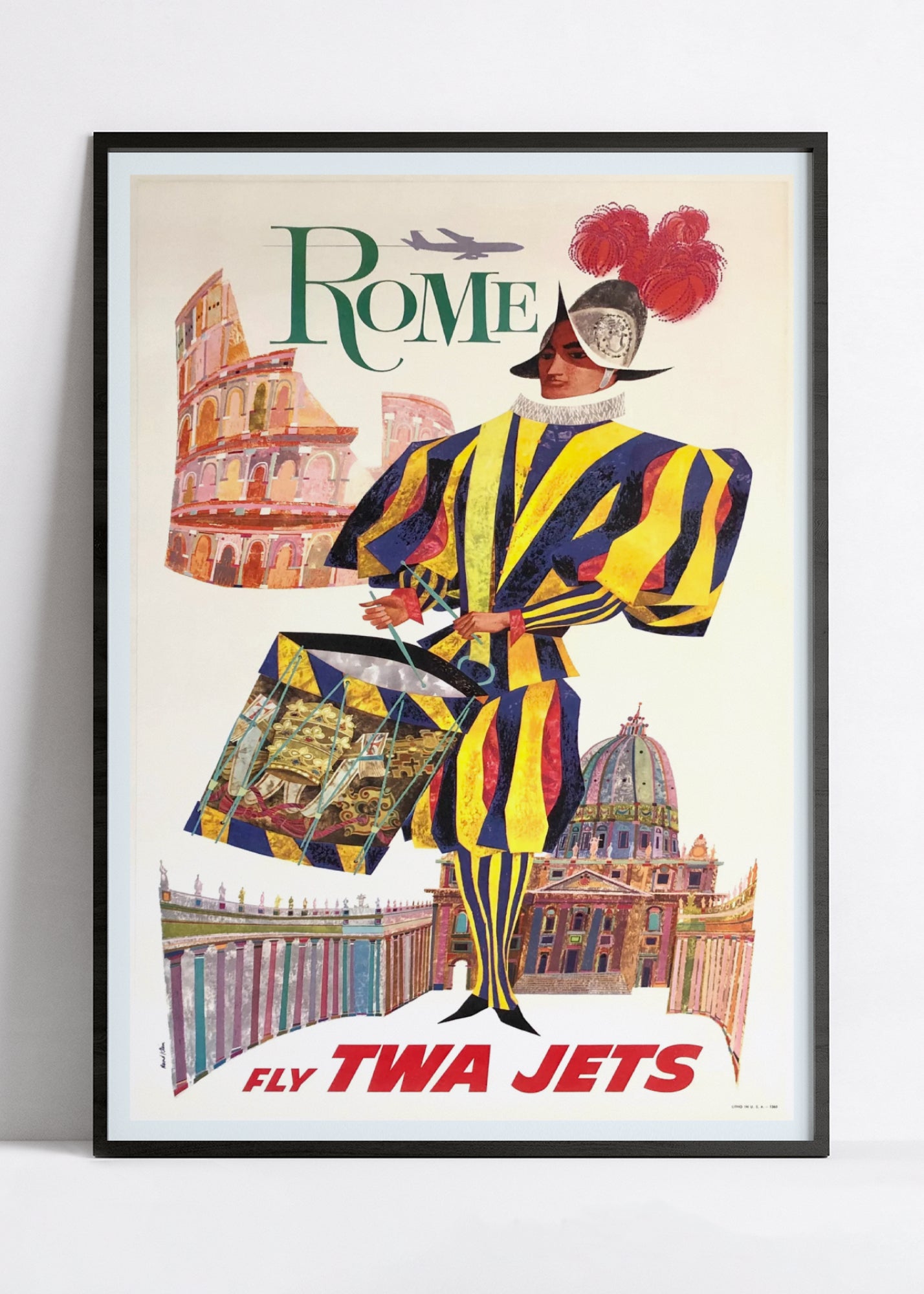 Affiche voyage vintage "Rome" - TWA - Haute Définition - papier mat 230gr/m²