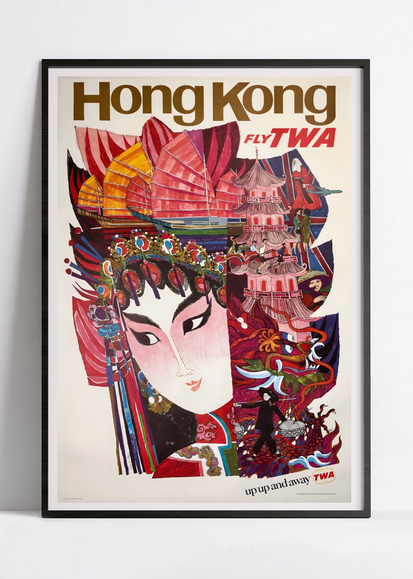 Affiche voyage vintage "Hong Kong" - TWA - Haute Définition - papier mat 230gr/m²
