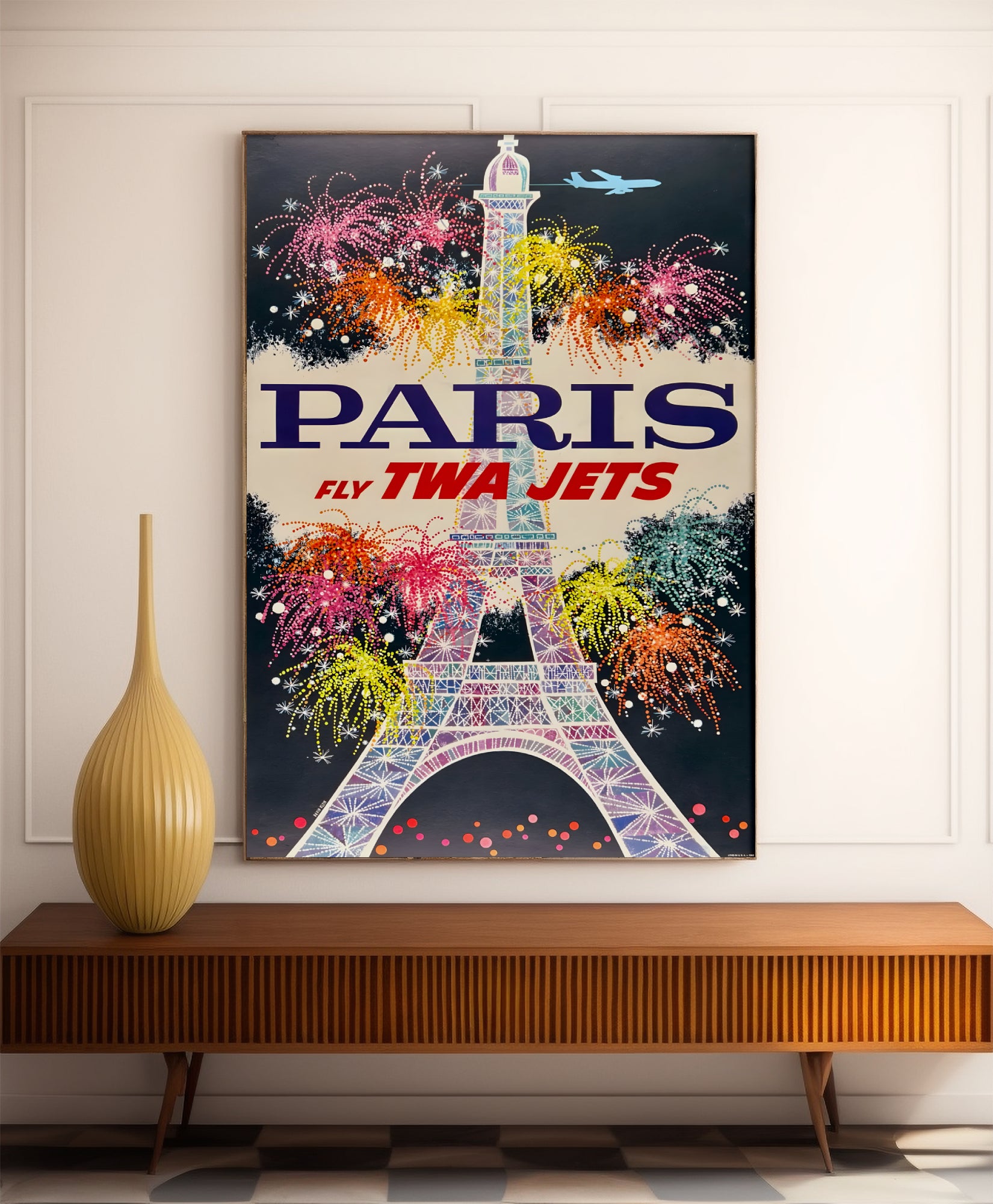 Affiche voyage vintage "Paris - Tour Eiffel" - TWA - Haute Définition - papier mat 230gr/m²