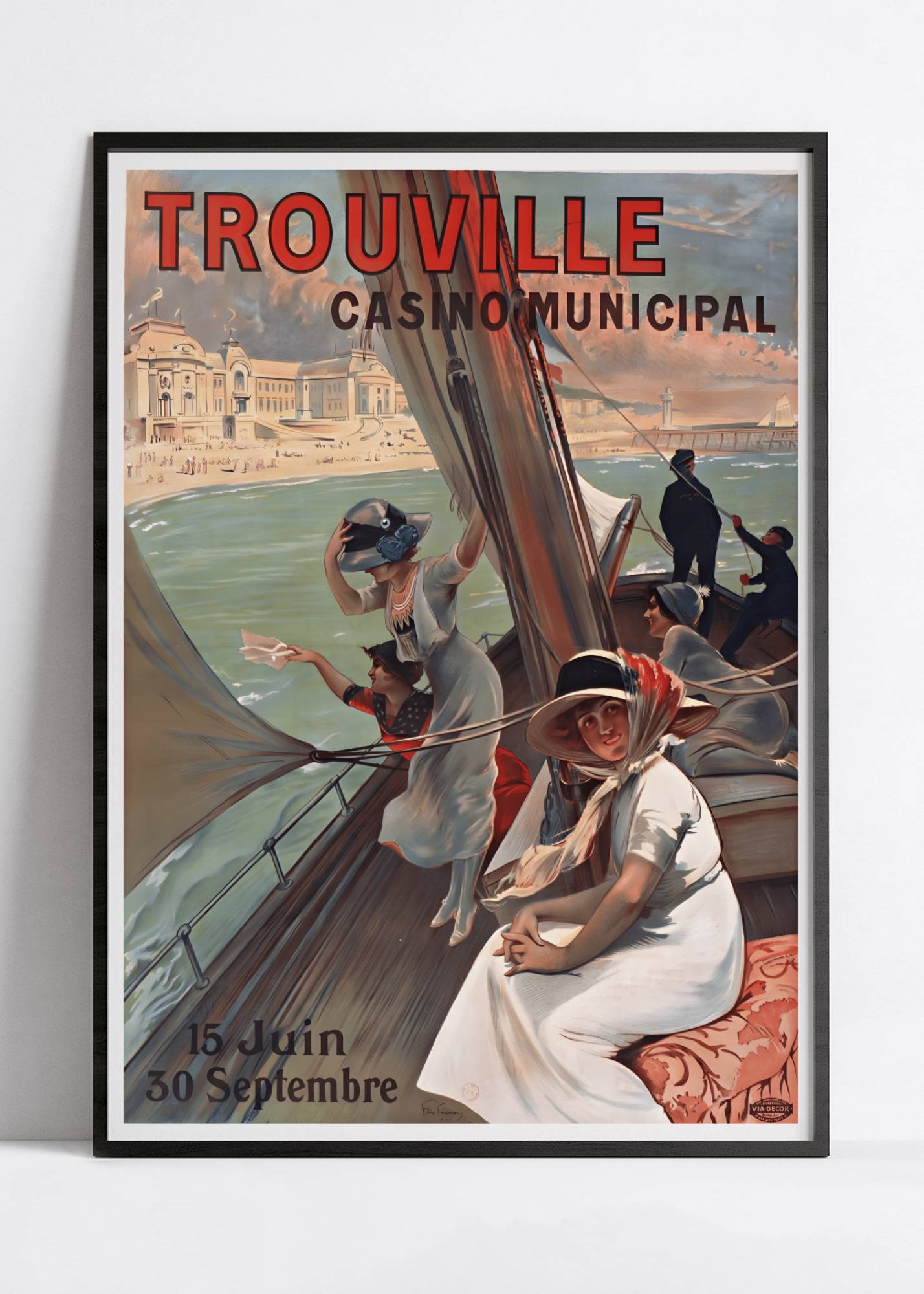 Affiche ville vintage "Trouville" - Haute Définition - papier mat 230gr/m²