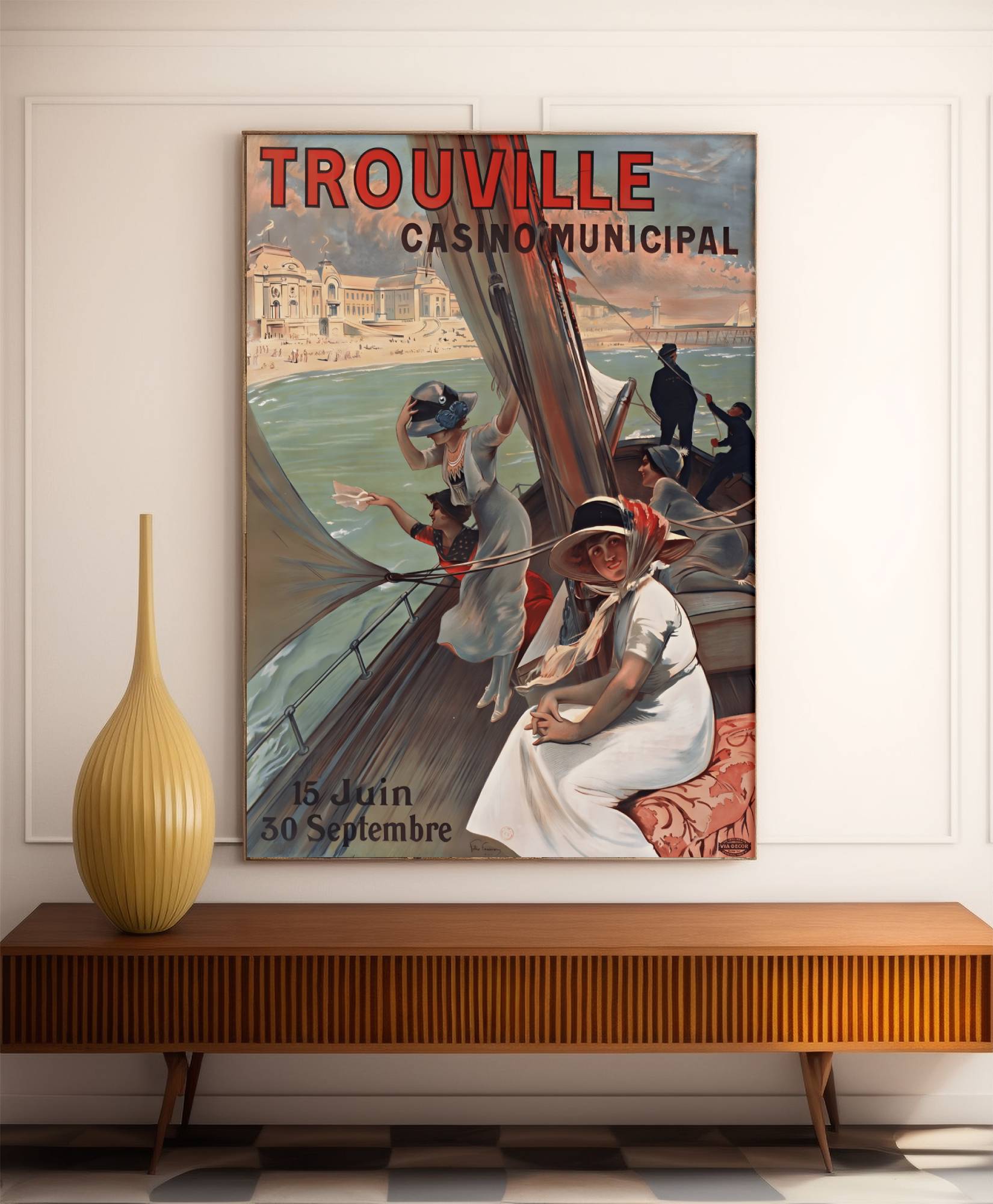 Affiche ville vintage "Trouville" - Haute Définition - papier mat 230gr/m²