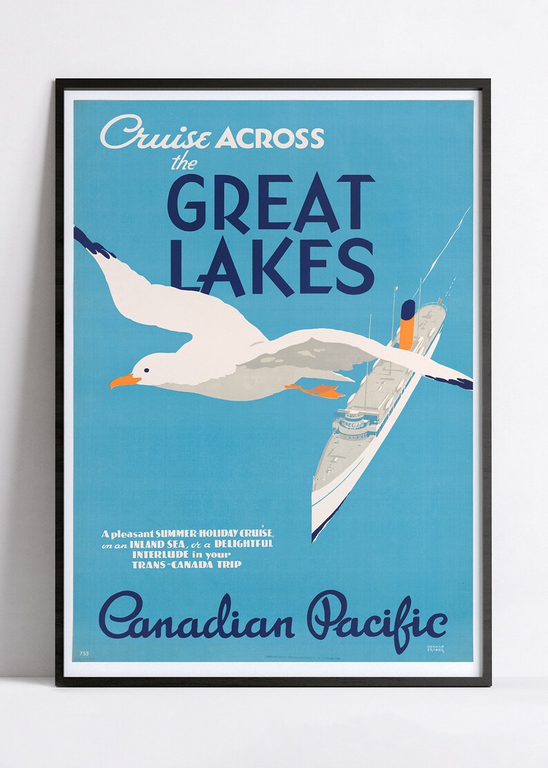 Affiche bateau vintage "Great Lakes" - Canadian Pacific - Haute Définition - papier mat 230gr/m²
