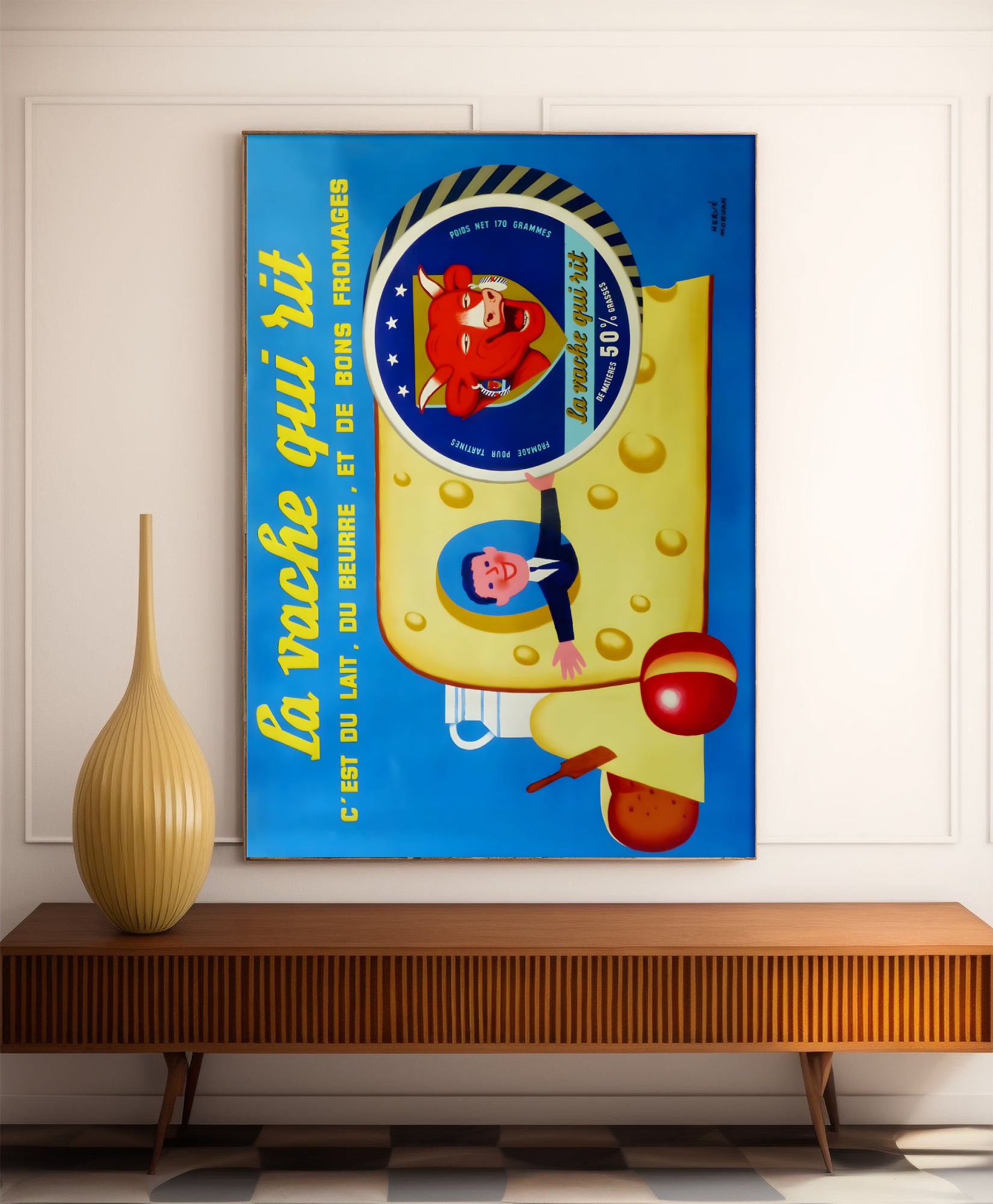 Vintage kitchen poster "The Laughing Cow" - Hervé Morvan - High Definition - matte paper 230gr/m²