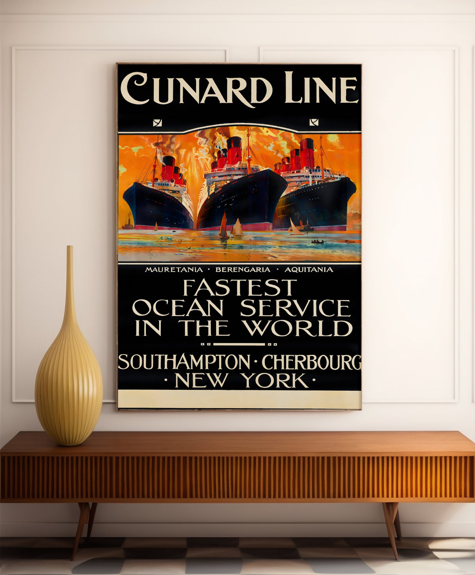 Affiche bateau vintage "Cunard Line" - Odin Rosenvinge - Haute Définition - papier mat 230gr/m²