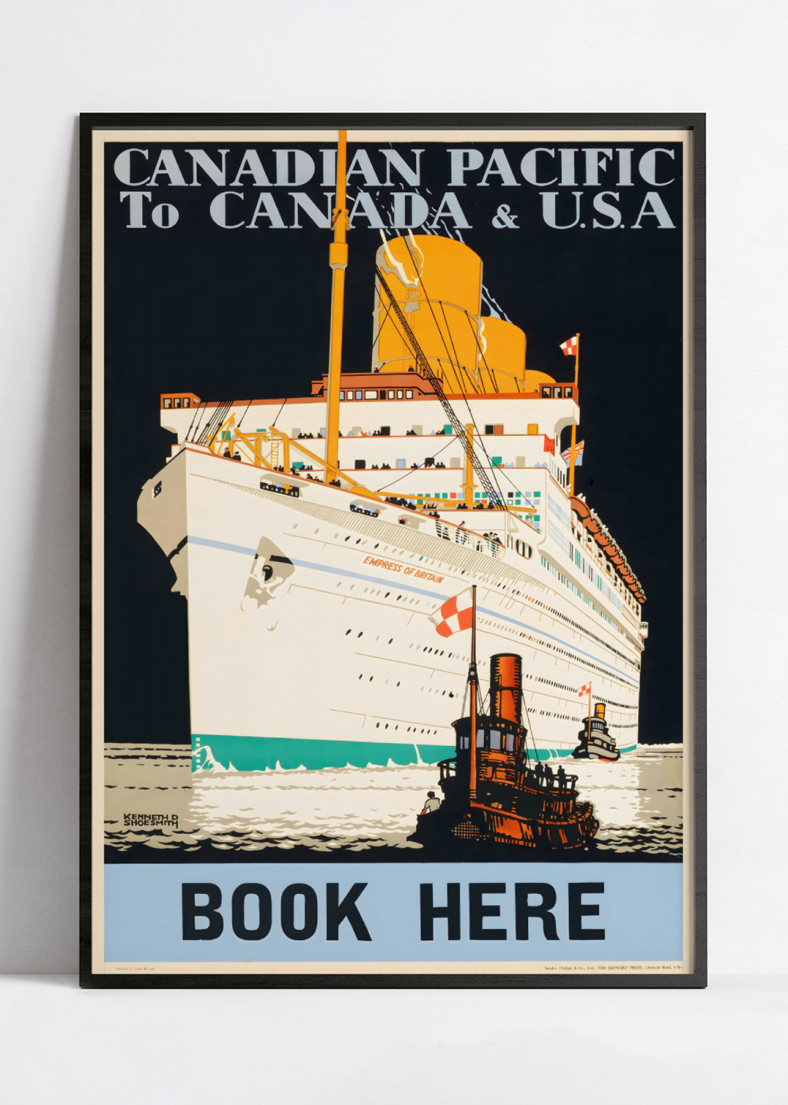 Affiche bateau vintage "Canadian Pacific" - Kenneth Shoesmith - Haute Définition - papier mat 230gr/m²