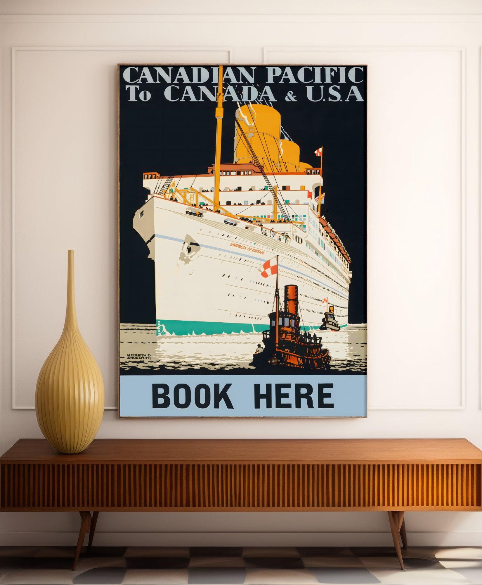Affiche bateau vintage "Canadian Pacific" - Kenneth Shoesmith - Haute Définition - papier mat 230gr/m²