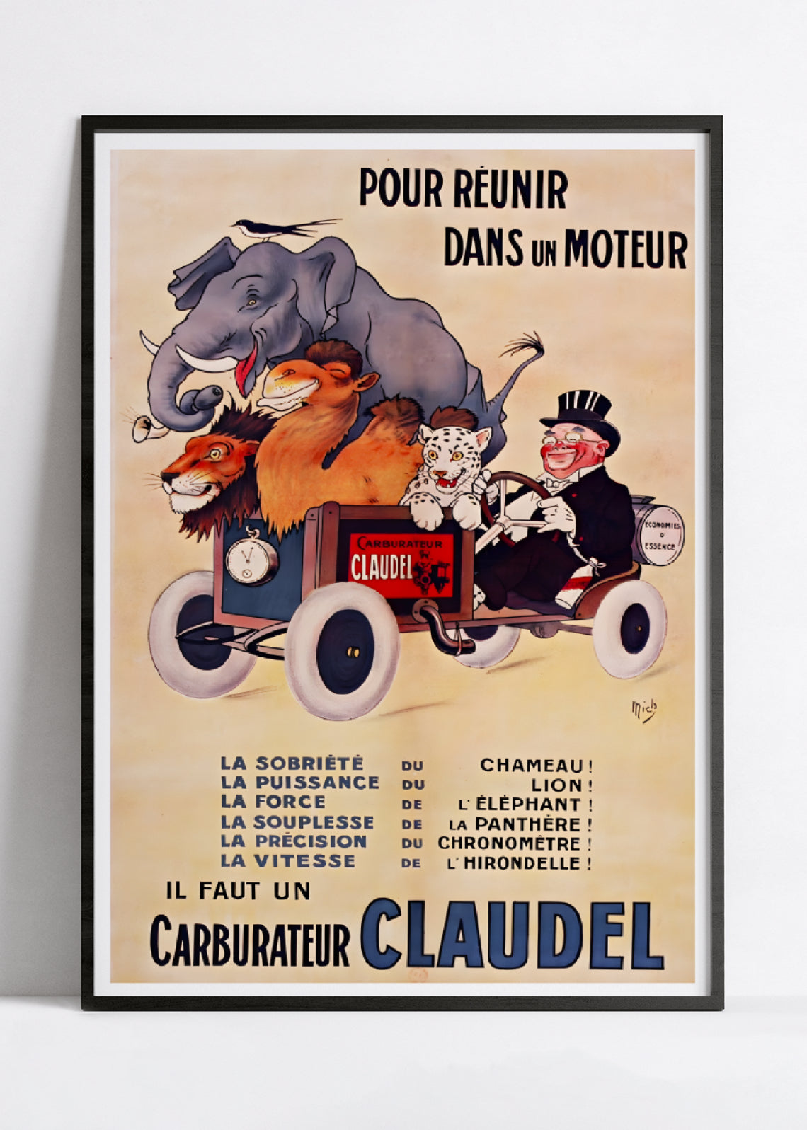 Affiche voiture vintage "Carburateur Claudel" - Mich - Haute Définition - papier mat 230gr/m²