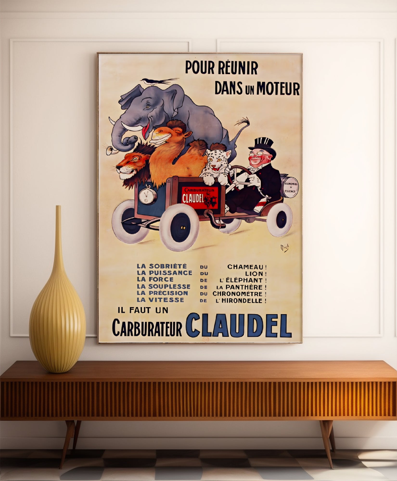 Affiche voiture vintage "Carburateur Claudel" - Mich - Haute Définition - papier mat 230gr/m²