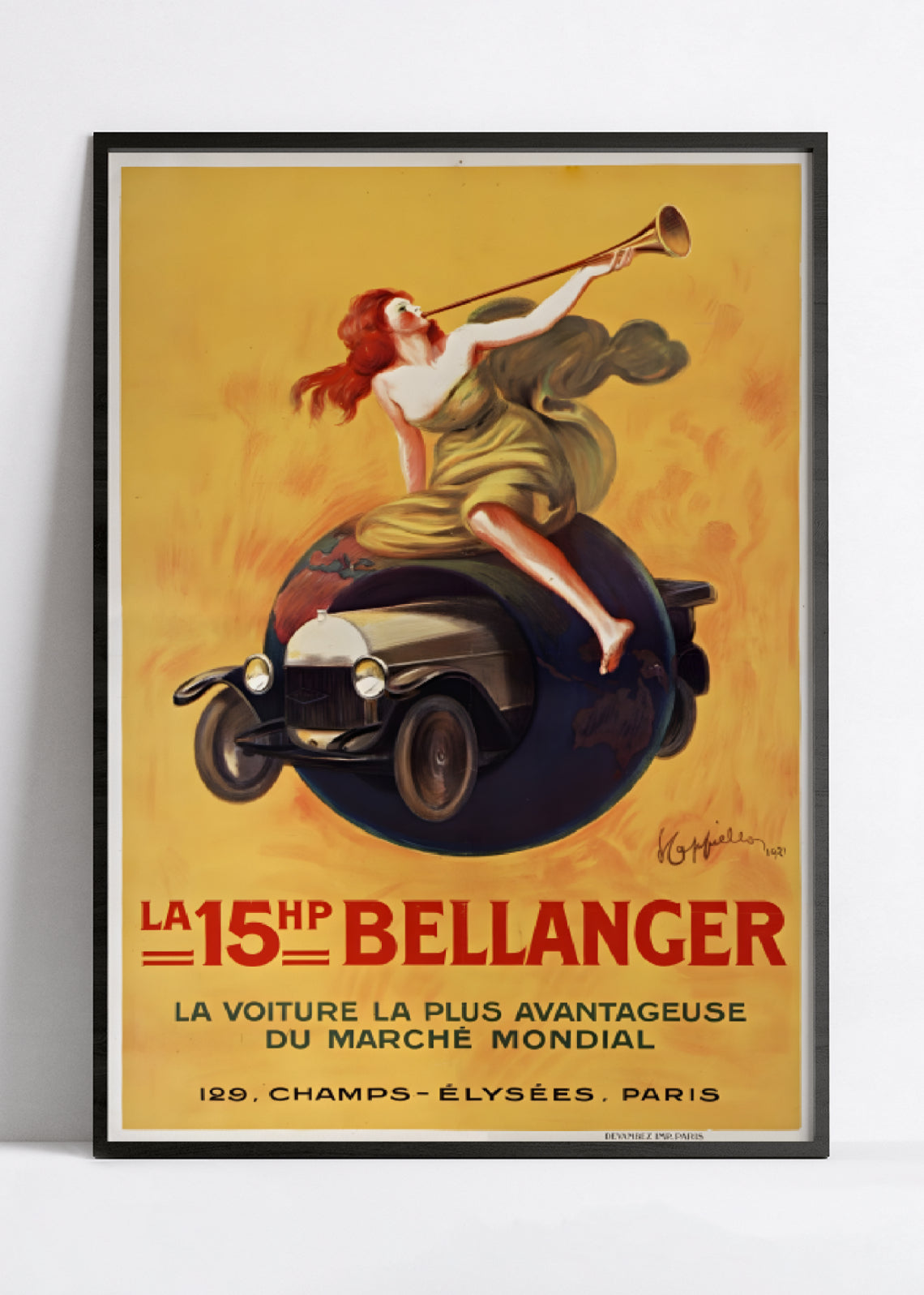 Affiche voiture vintage "15HP Bellanger" - Leonetto Cappiello - Haute Définition - papier mat 230gr/m²