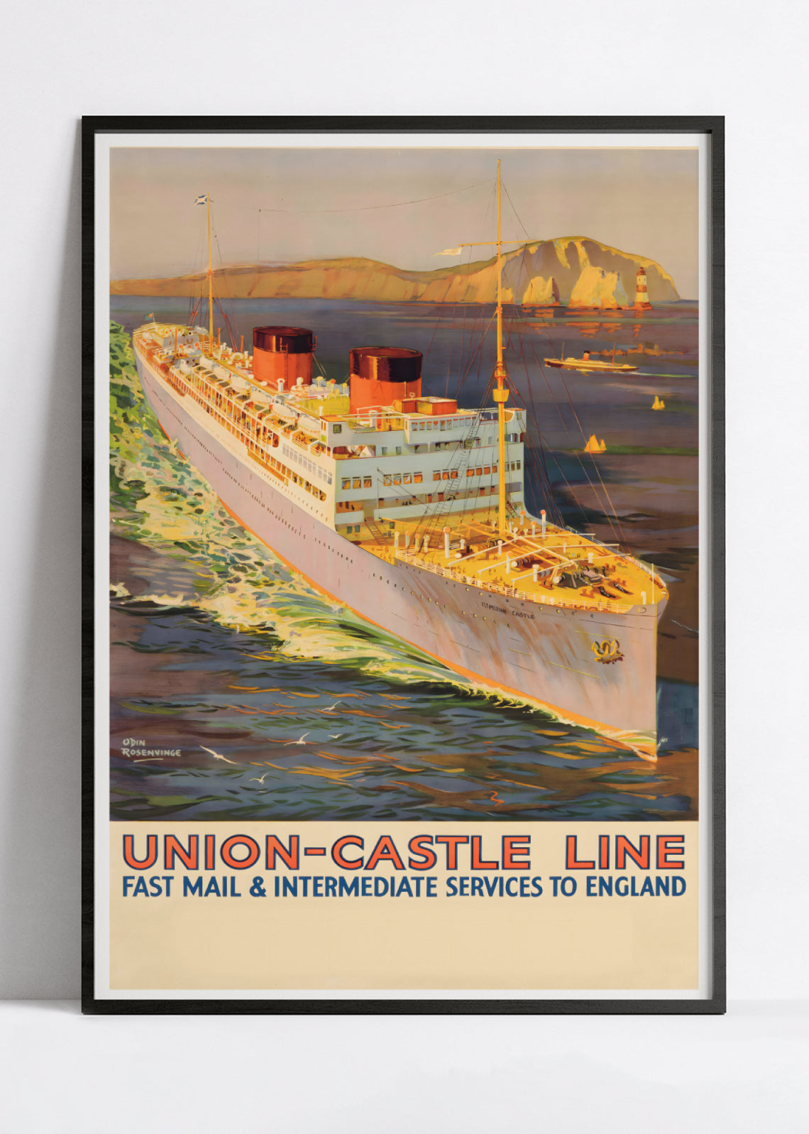 Affiche bateau vintage "Union Castle Line" - Odin Rosenvinge - Haute Définition - papier mat 230gr/m²