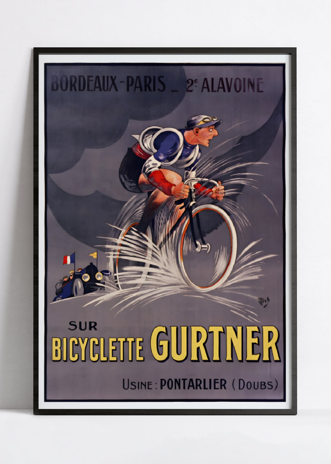 Affiche velo vintage "Bicylclette Gurtner" - Mich - Haute Définition - papier mat 230gr/m²