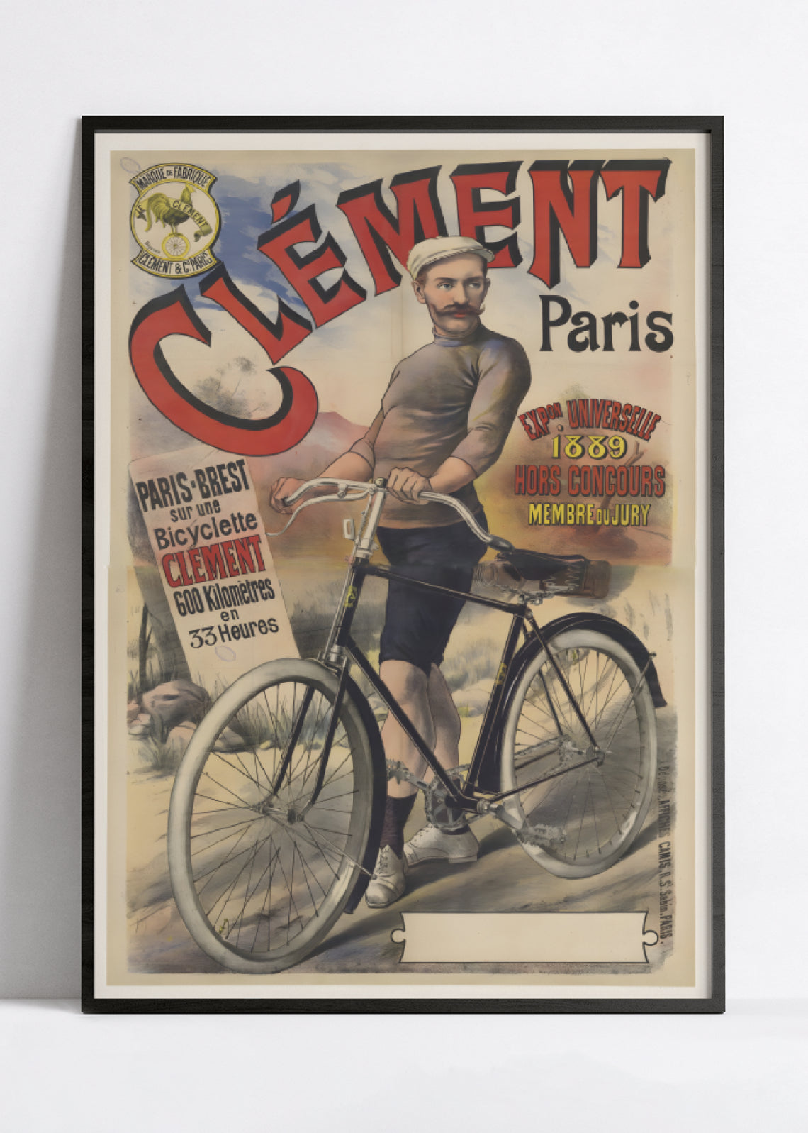 Affiche vélo vintage "Clément Paris" - Haute Définition - papier mat 230gr/m²