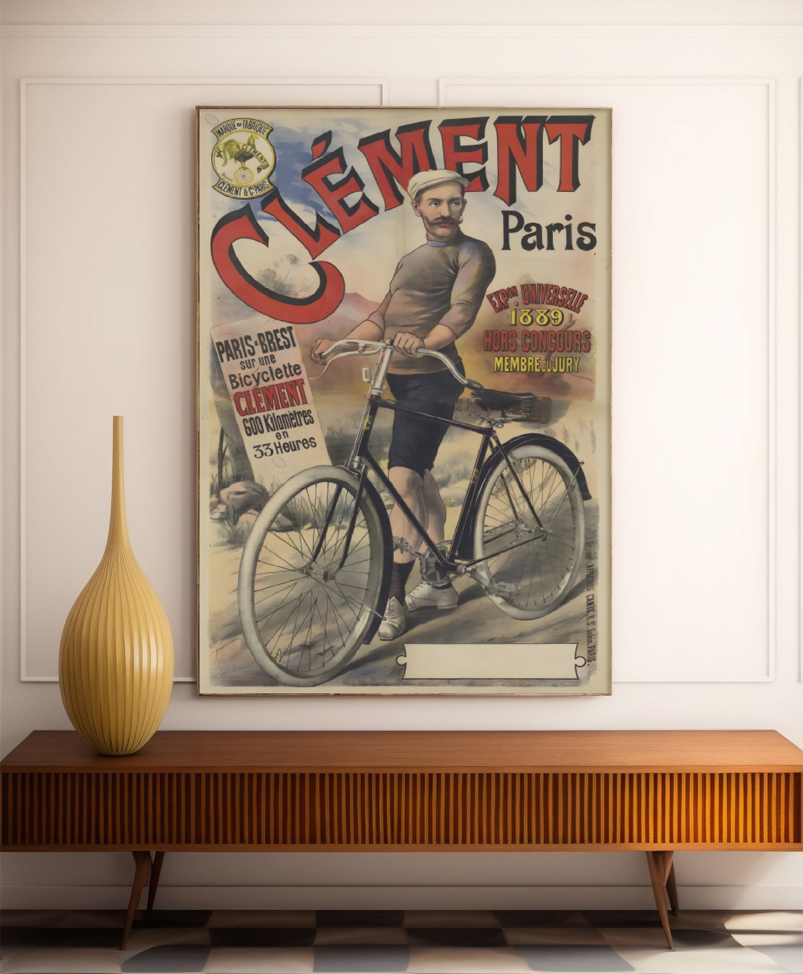 Affiche vélo vintage "Clément Paris" - Haute Définition - papier mat 230gr/m²