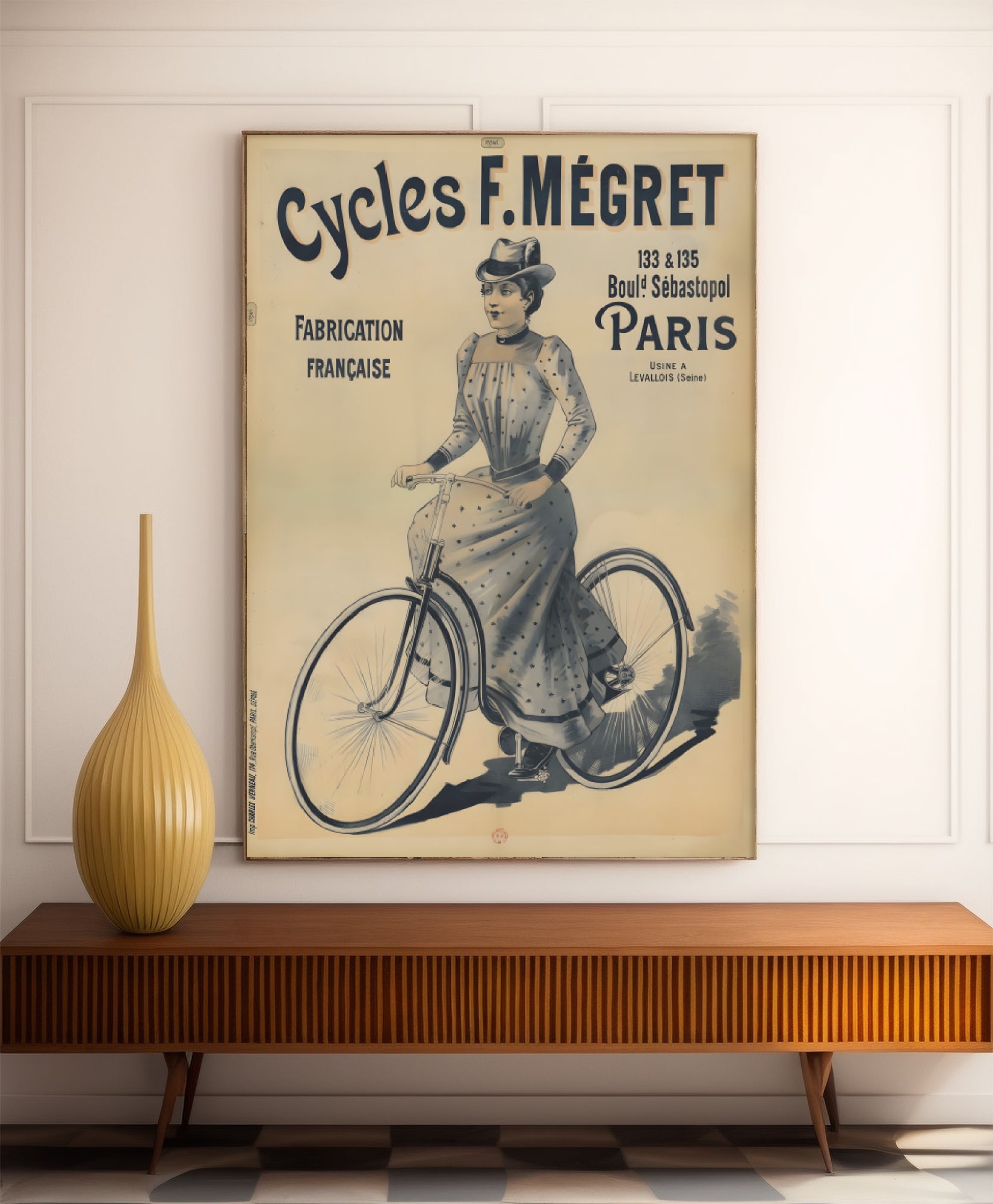 Affiche velo vintage "Cycles Megret - Haute Définition - papier mat 230gr/m²