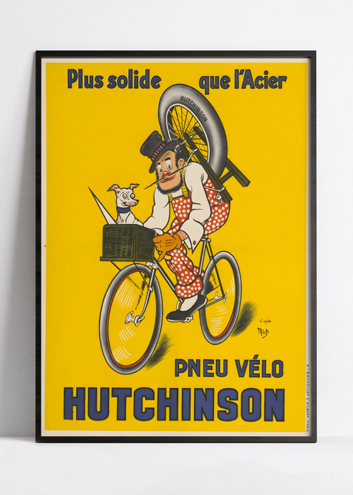 Affiche velo vintage "Pneus Hutchinson" - Mich - Haute Définition - papier mat 230gr/m²