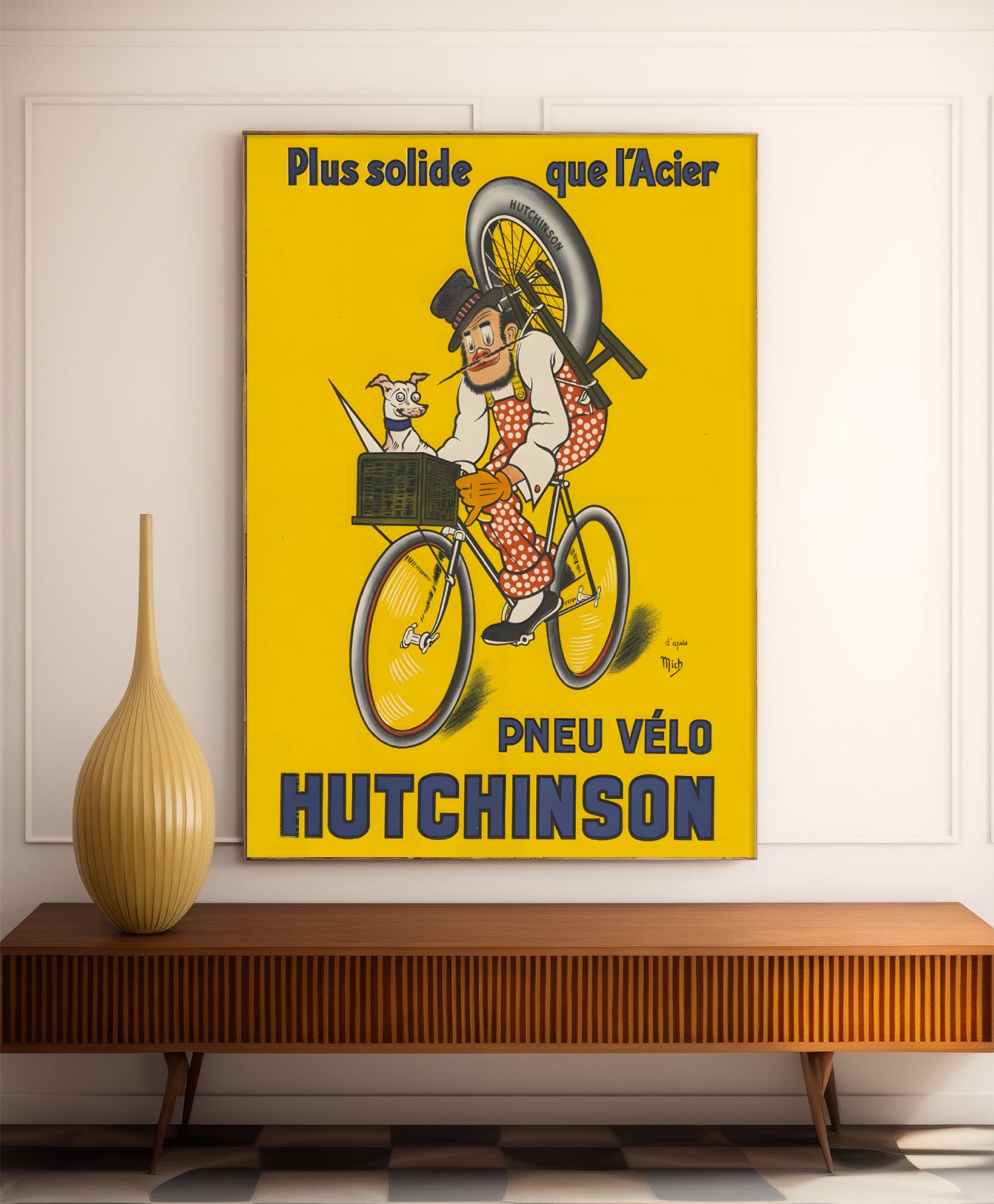 Affiche velo vintage "Pneus Hutchinson" - Mich - Haute Définition - papier mat 230gr/m²