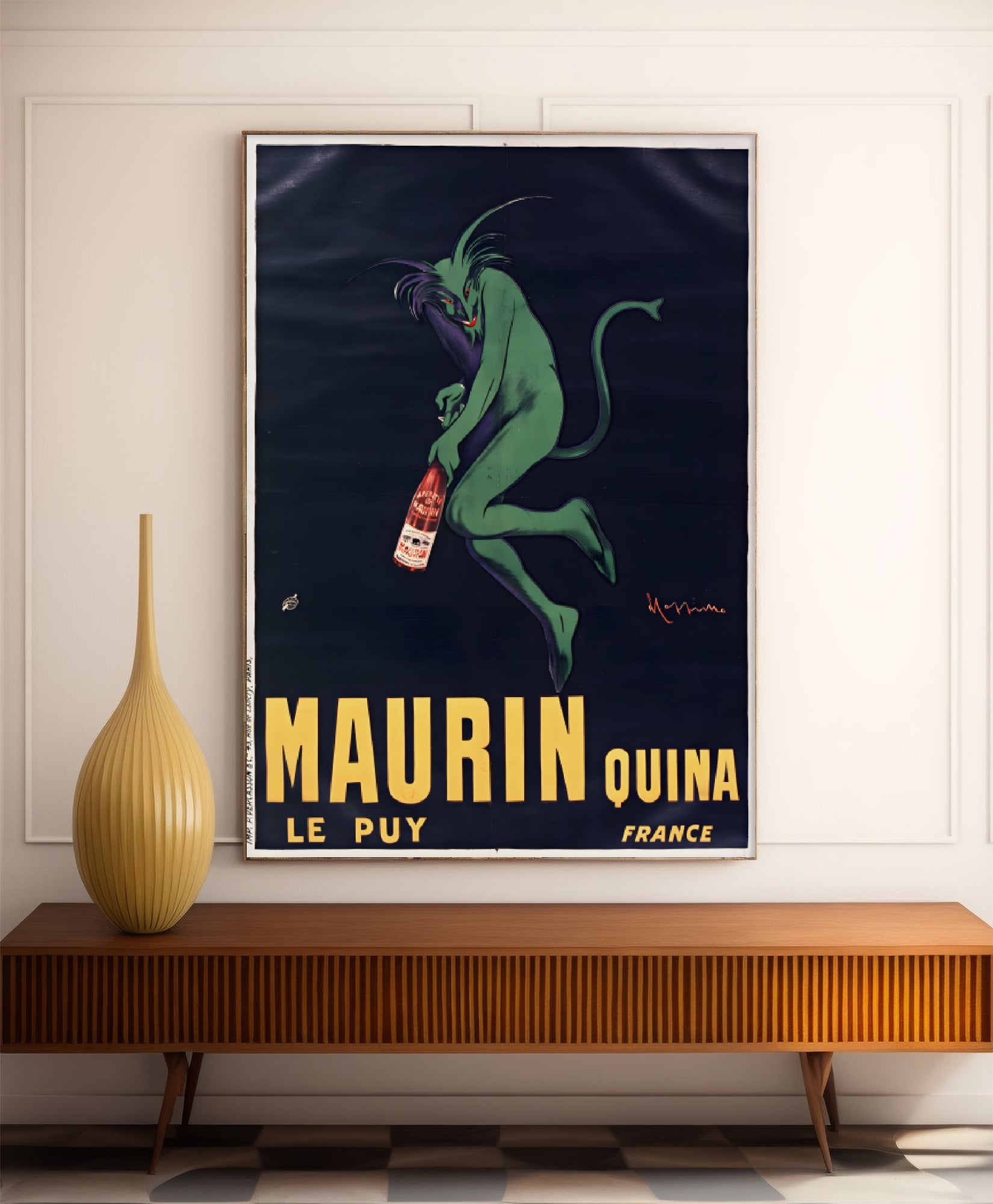 Affiche alcool vintage"Diable Vert - Maurin" - Cappiello - Haute Définition - papier mat 230gr/m²