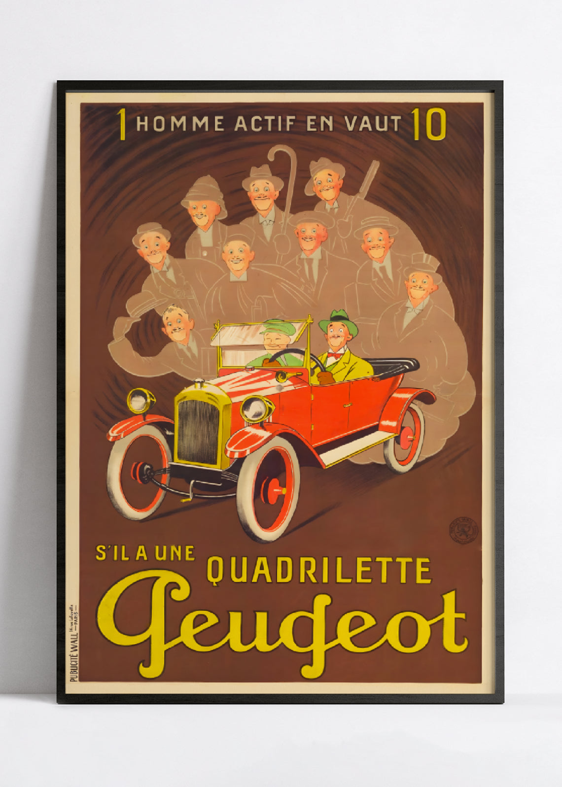 Affiche voiture vintage "Quadrillette Peugeot" - Mich - Haute Définition - papier mat 230gr/m²