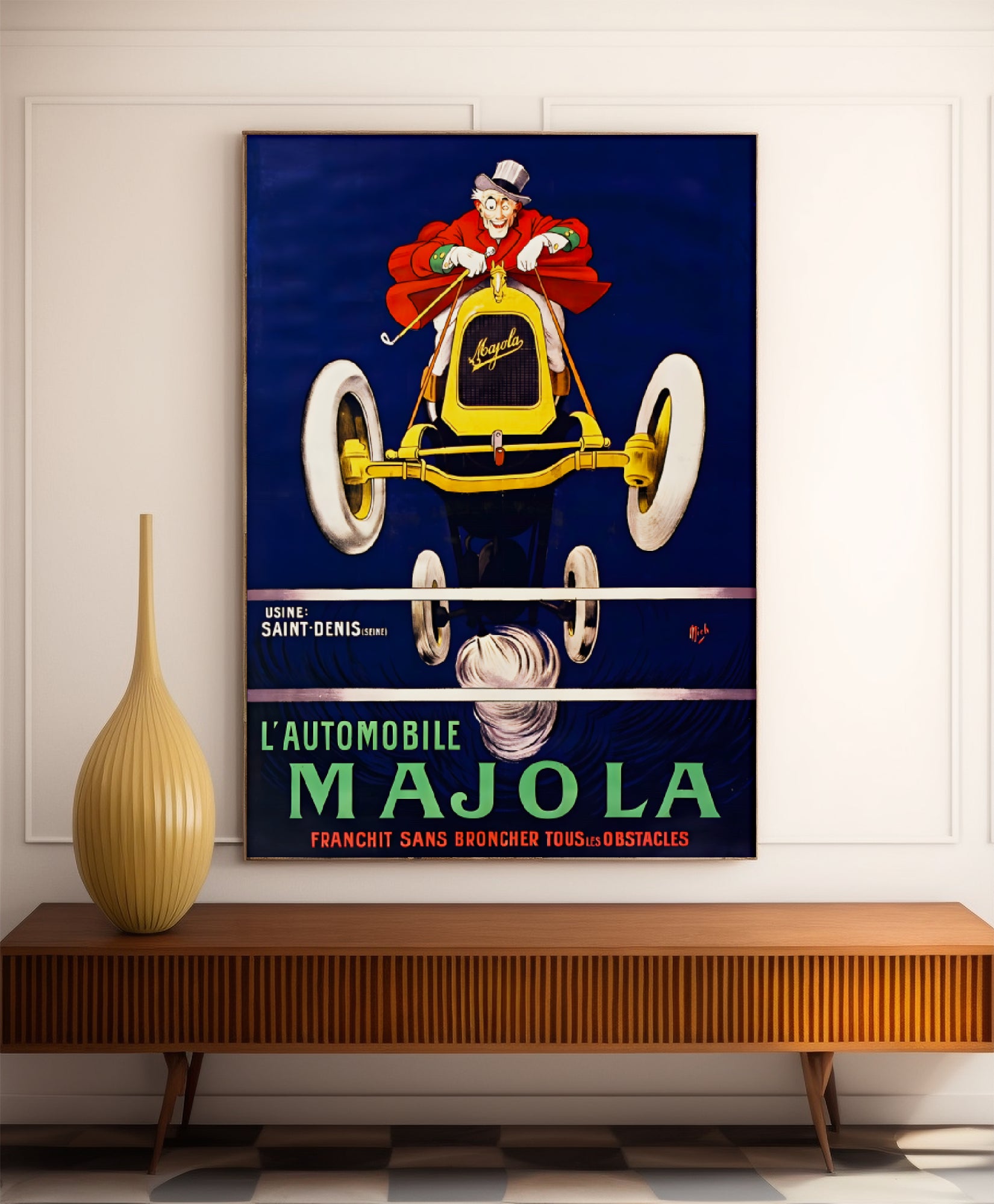 Affiche voiture vintage "Automobile Majola" - Mich - Haute Définition - papier mat 230gr/m²
