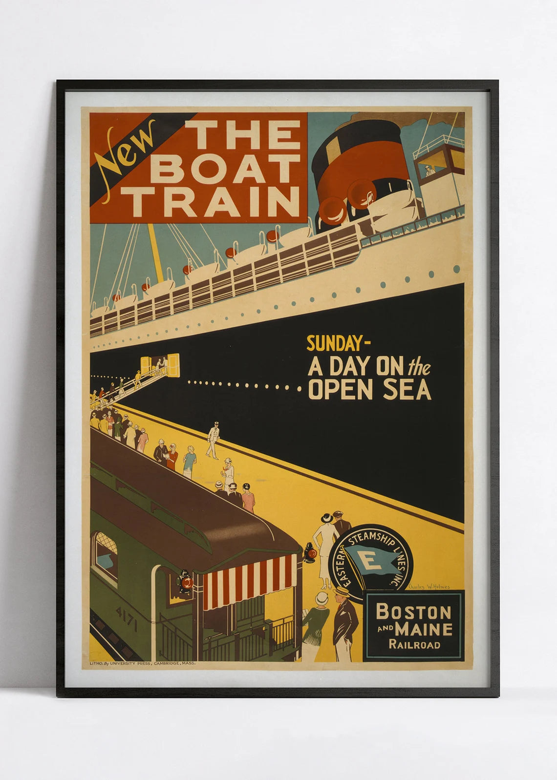 Affiche bateau vintage "The Boat Train" - Haute Définition - papier mat 230gr/m²