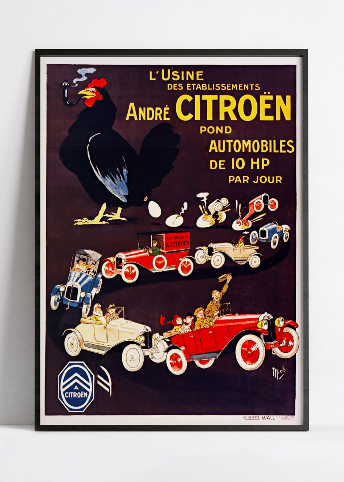 Affiche voiture vintage "Usine Citroën" - Mich - Haute Définition - papier mat 230gr/m²
