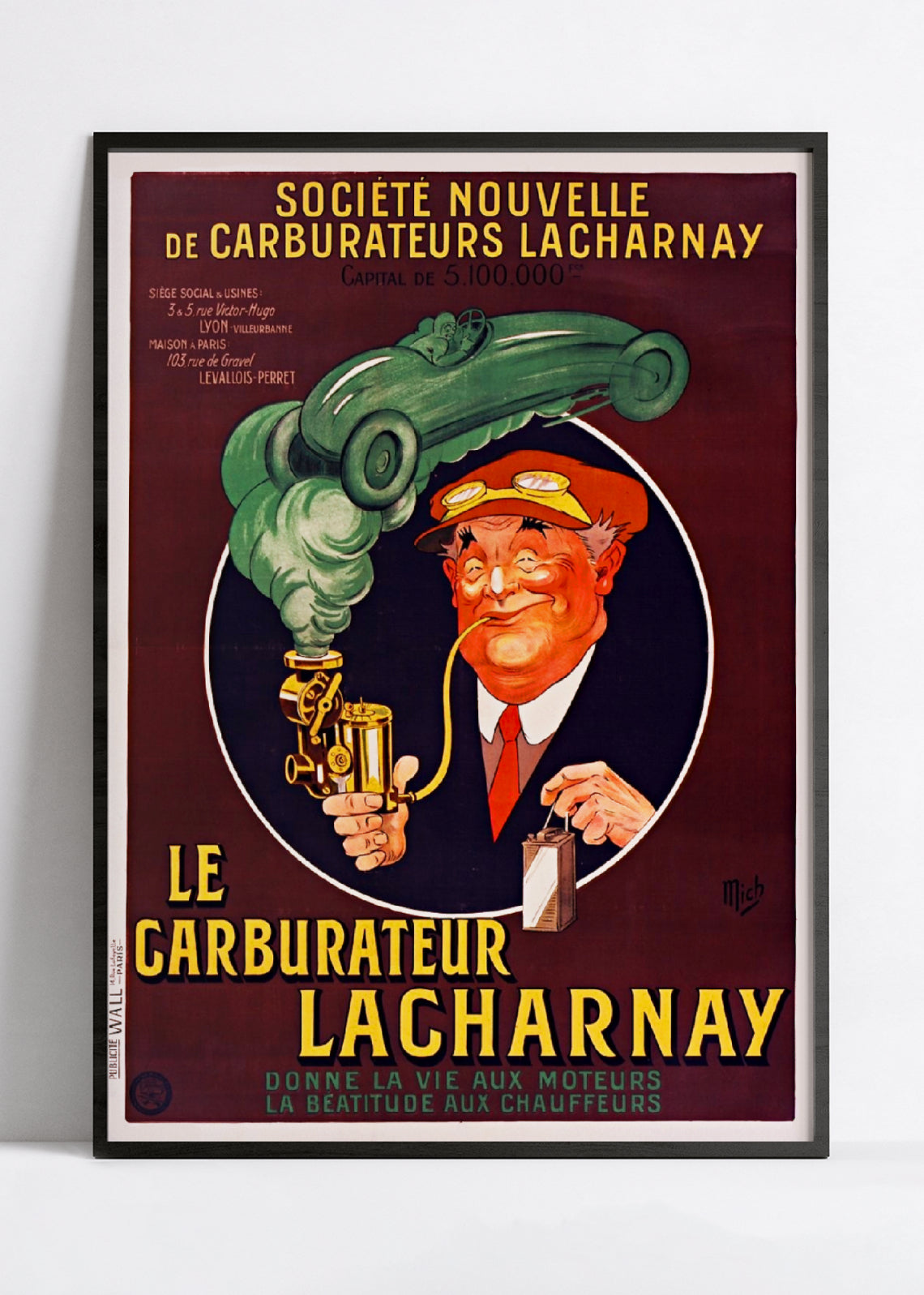 Affiche voiture vintage "Carburateur Lacharnay" - Mich - Haute Définition - papier mat 230gr/m²