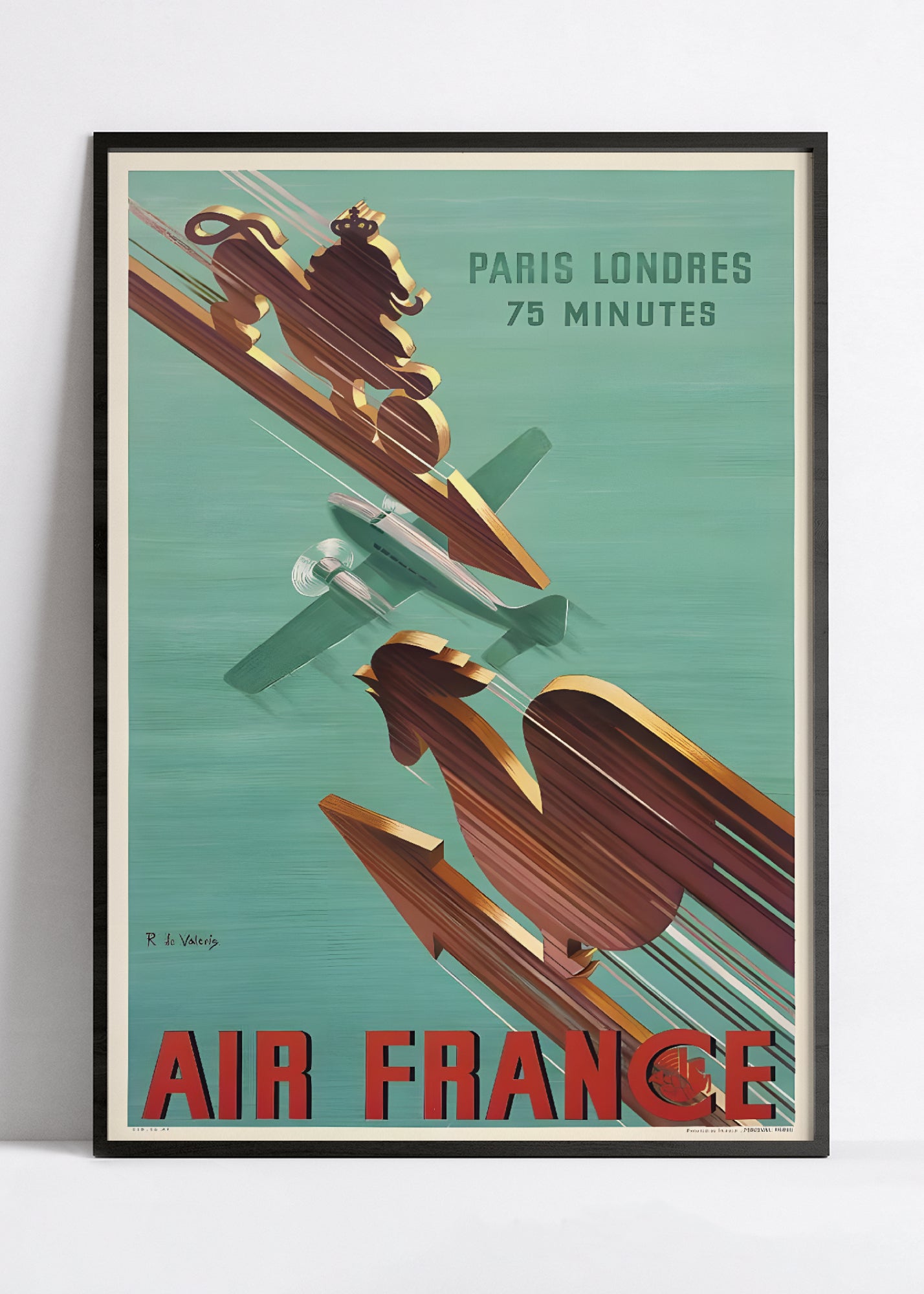Affiche Air France "Paris-Londres : 75 minutes" - Vintage - Haute Définition - papier mat 230gr/m2